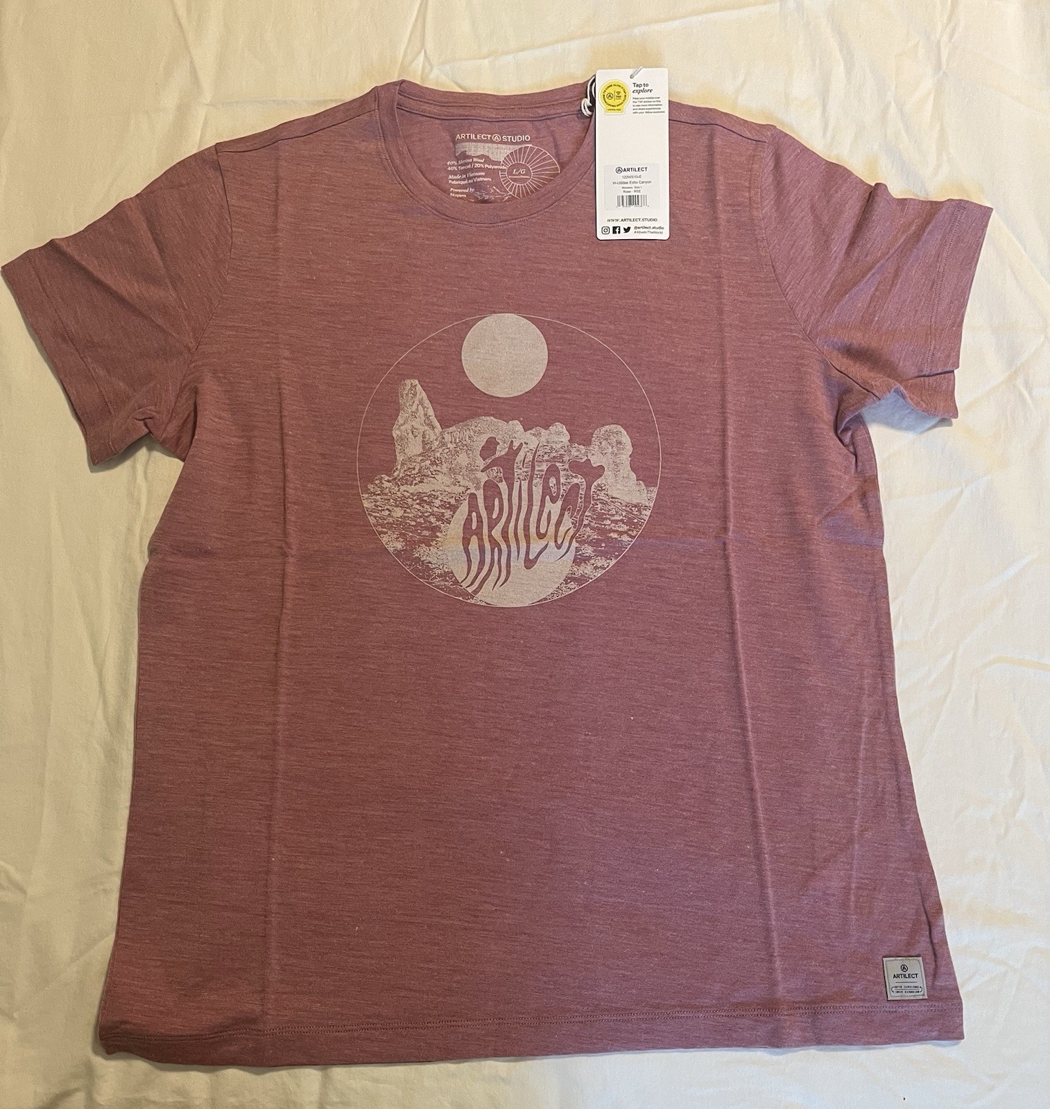 Artilect Womens Utilitee T-Shirt Merino Wool SZ LG Echo Canyon Graphic NWT