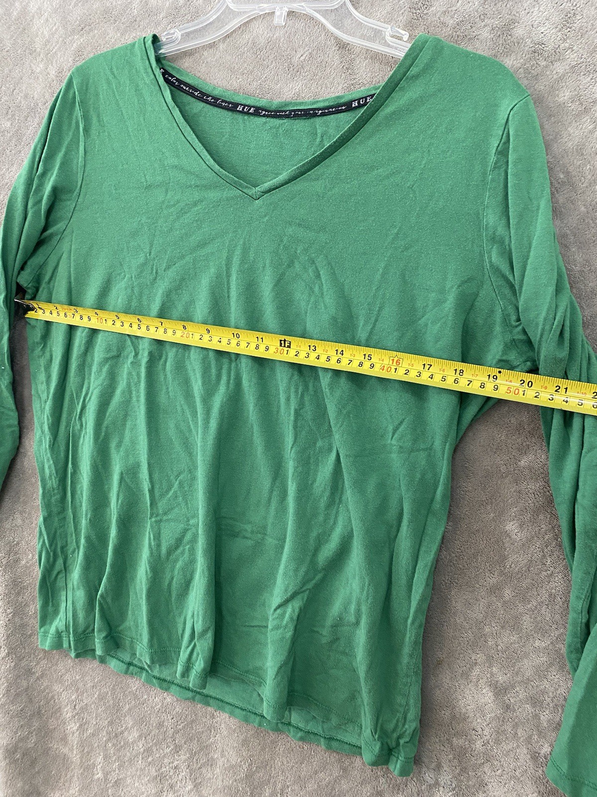 HUE TEE SHIRT ladies size Not Listed See Measurement Green long sleeve V neck