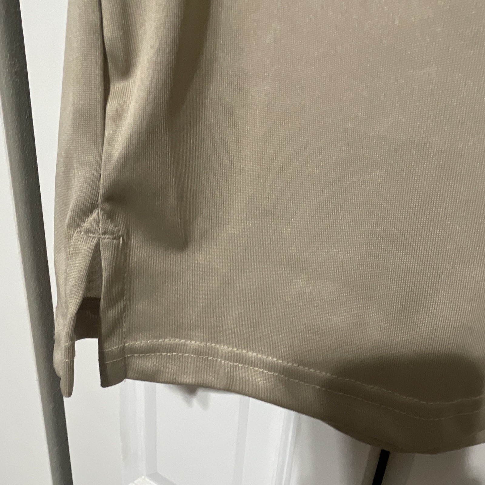 Harriton Women’s Beige Solid Polo Shirt Short Sleeve Knit Polyester Size L
