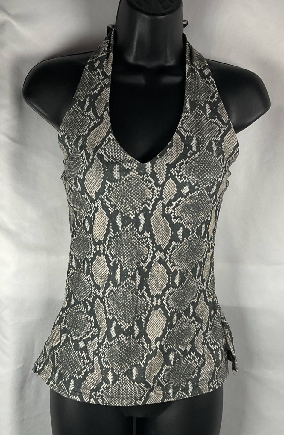 Renee Lauren New York Women’s Size Medium Snakeskin Print Halter Top Stretch