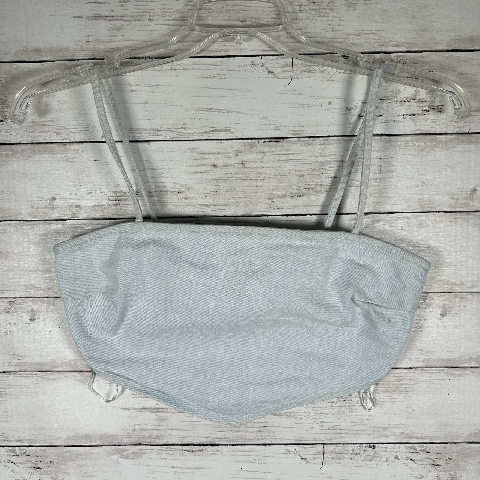 Zara Cropped Bandana Light Wash Denim Triangle Top Size M