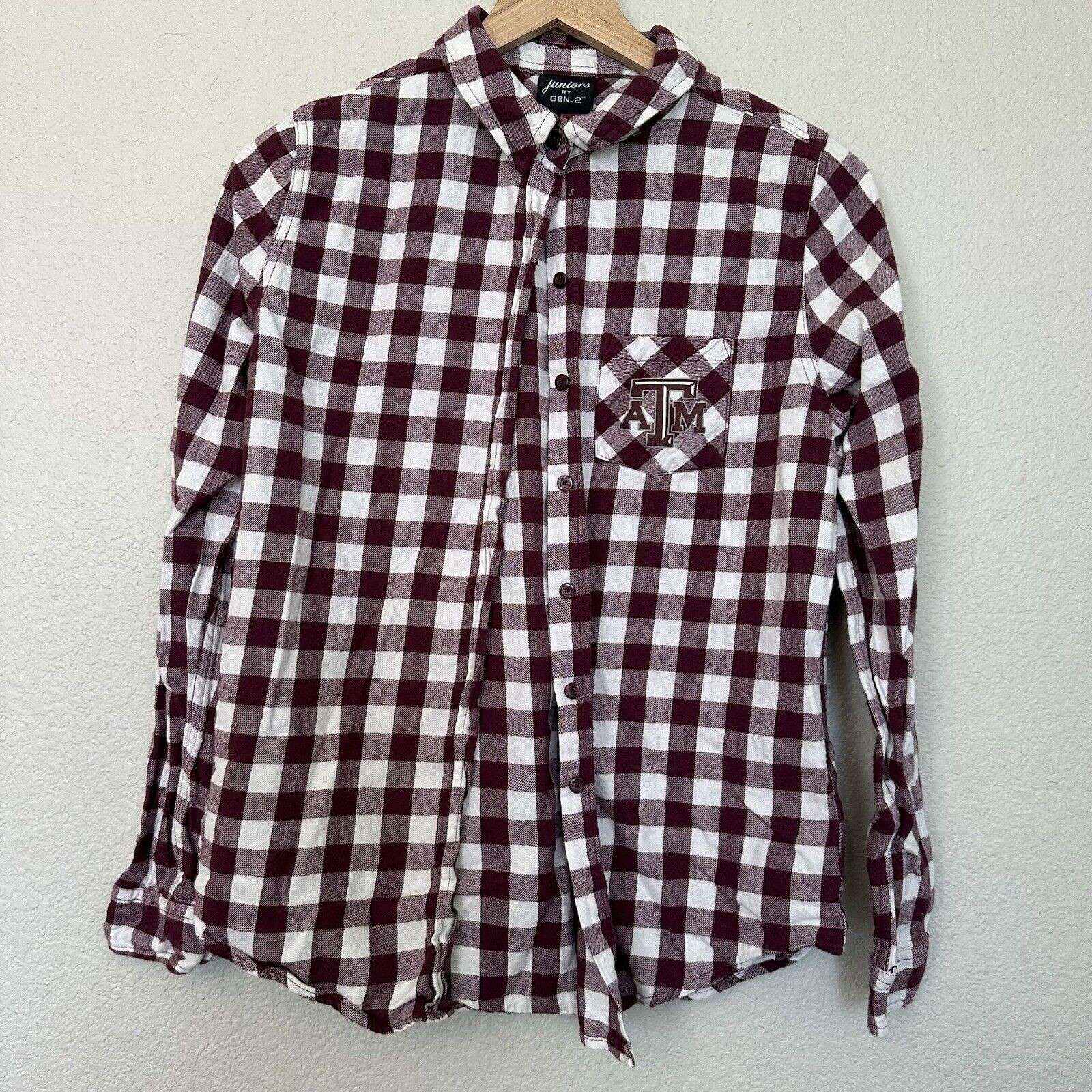 A&M Plaid Flannel Pocket Juniors By Gen 2 Size Large Button Shirt