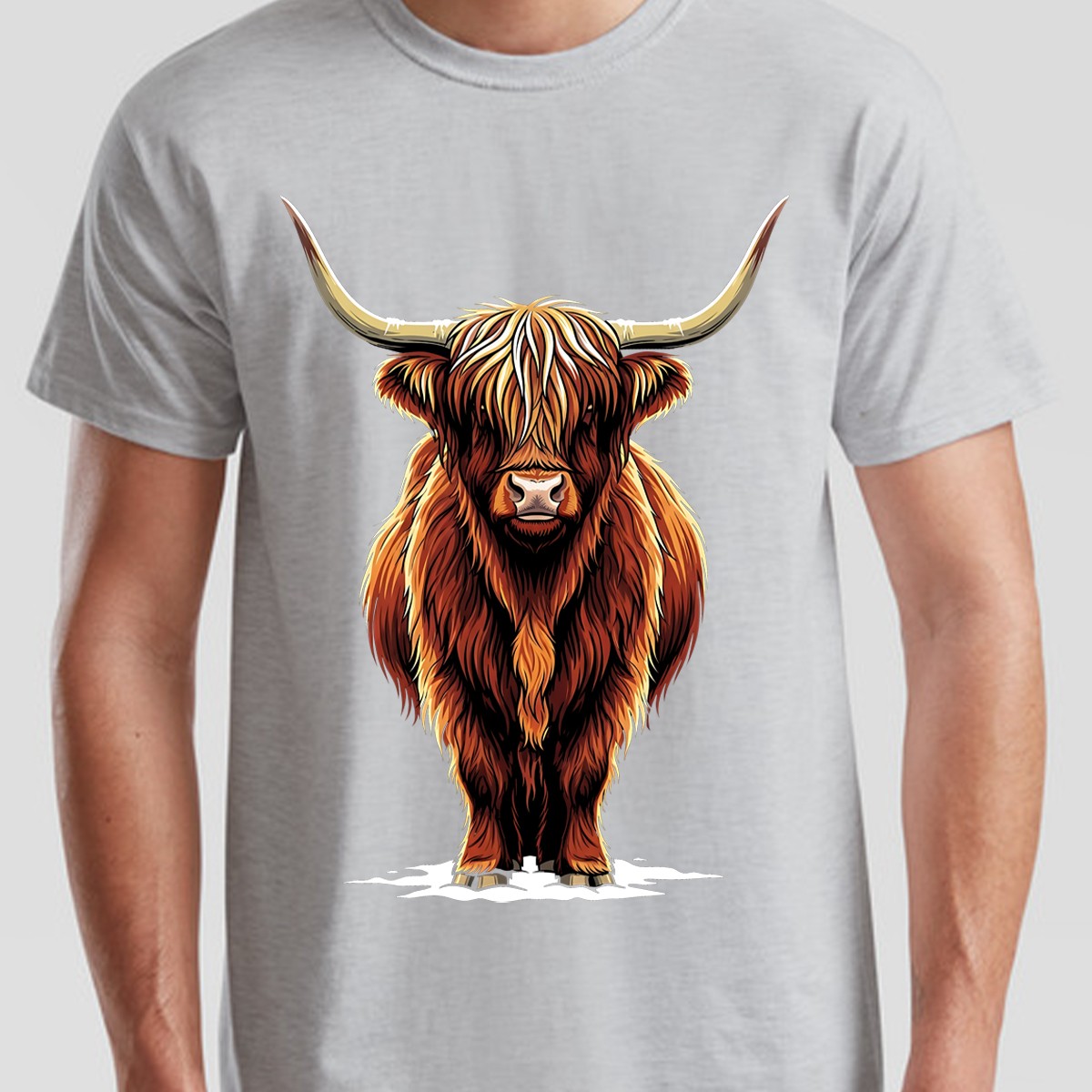 Highland Cow Animals Mens T-Shirt Womens Tee Graphic Unisex Tee