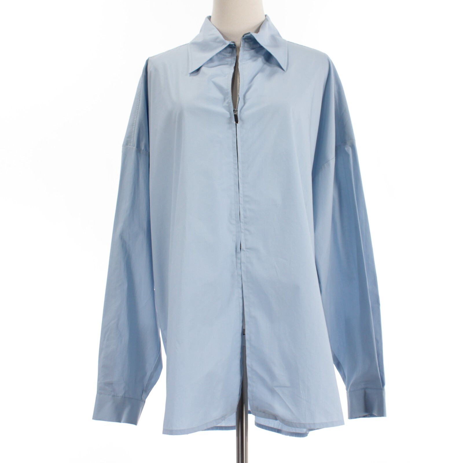 Gauge81 NWD Cosala Collared Zip Up Long Sleeve Blouse Size 40 (US L) Solid Blue