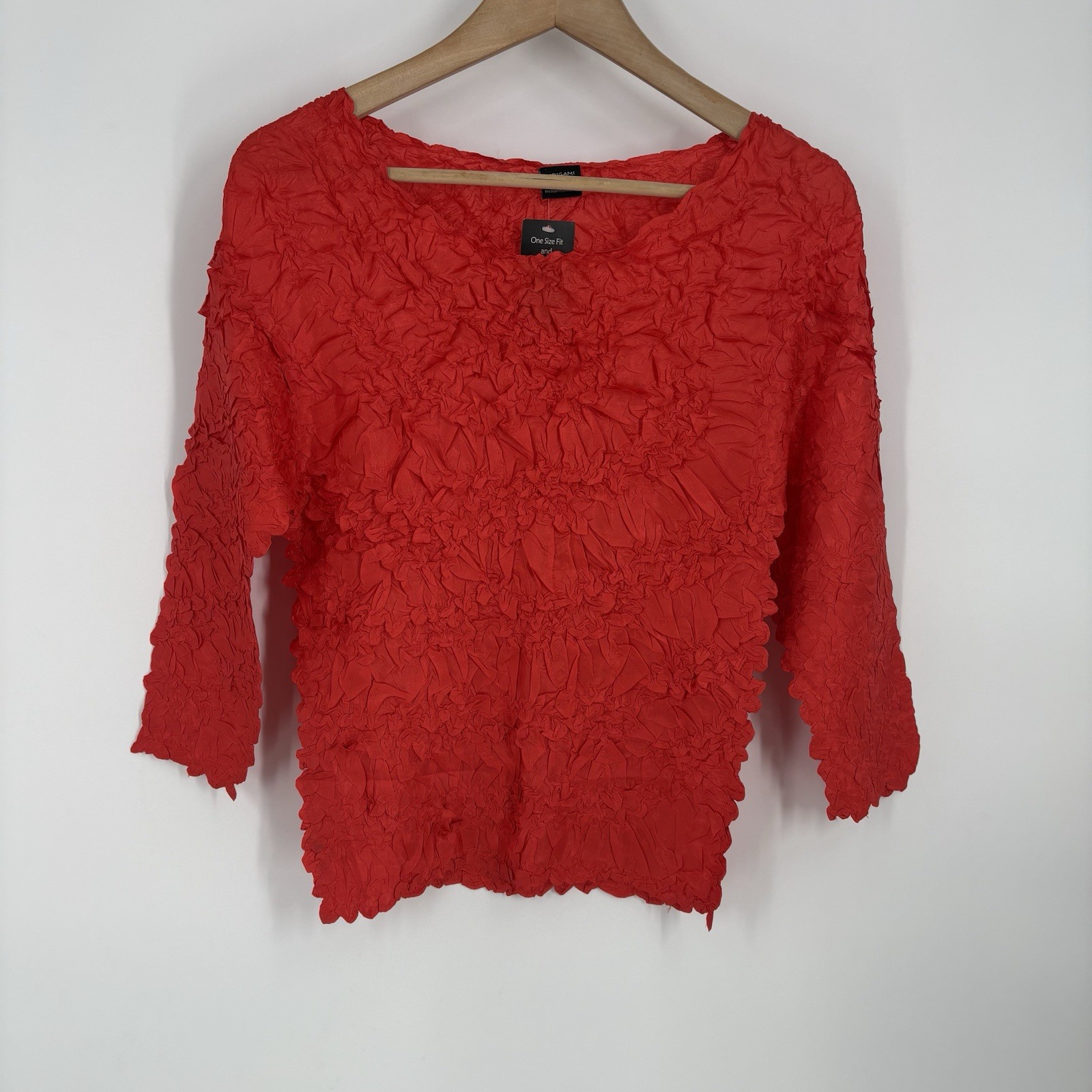 Origani Magic Scarf Womens Top One Size Red Easy Care Travel Stretch Capsule