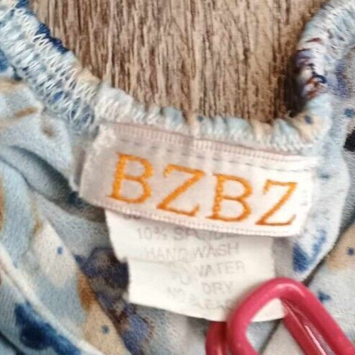 BZBZ Top Shirt Blouse Womens Large Blue Floral Print Strap Sleeveless Bow