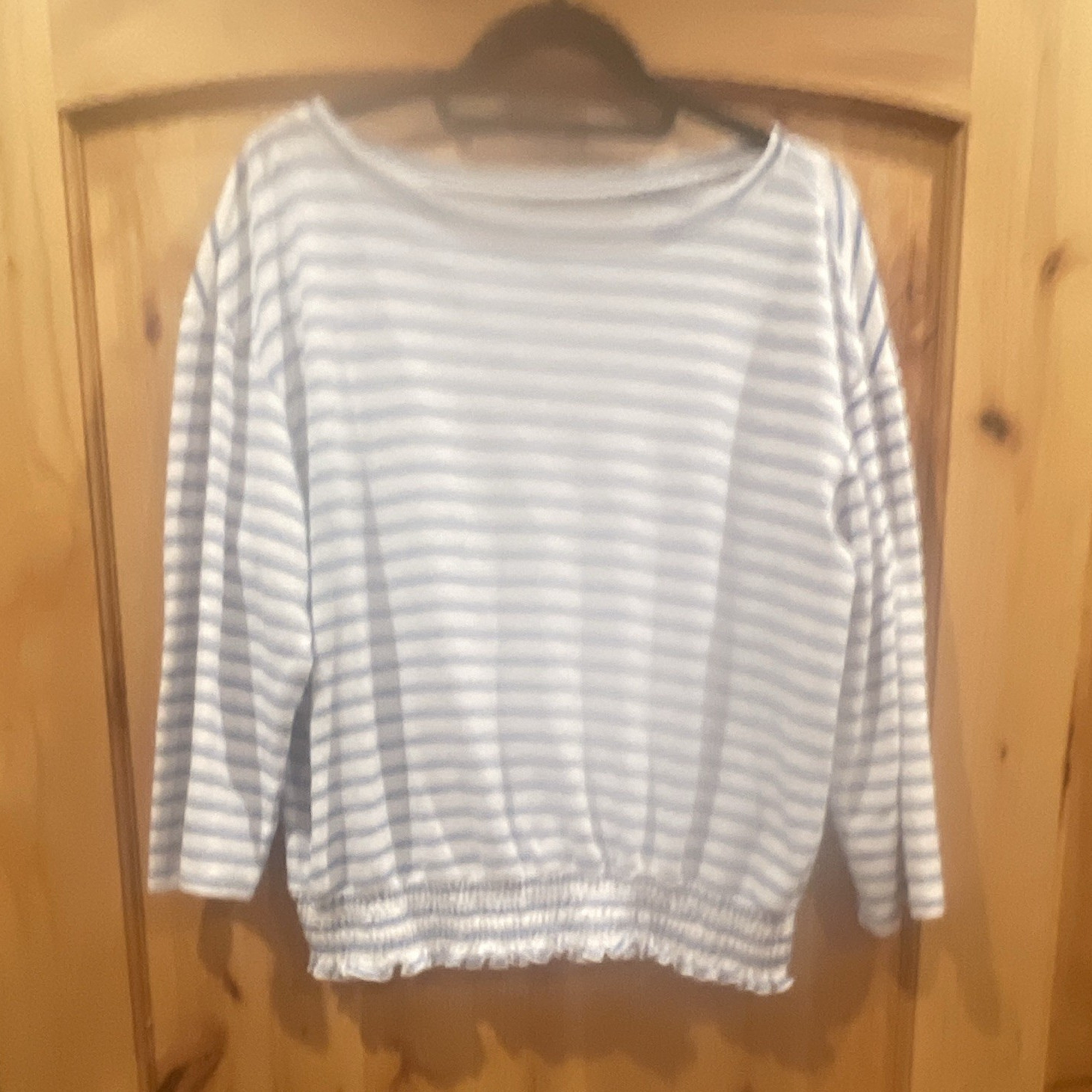 St. John’s Bay Blue White Striped Knit Crew Neck 3/4 Sleeve Pullover Top XXL