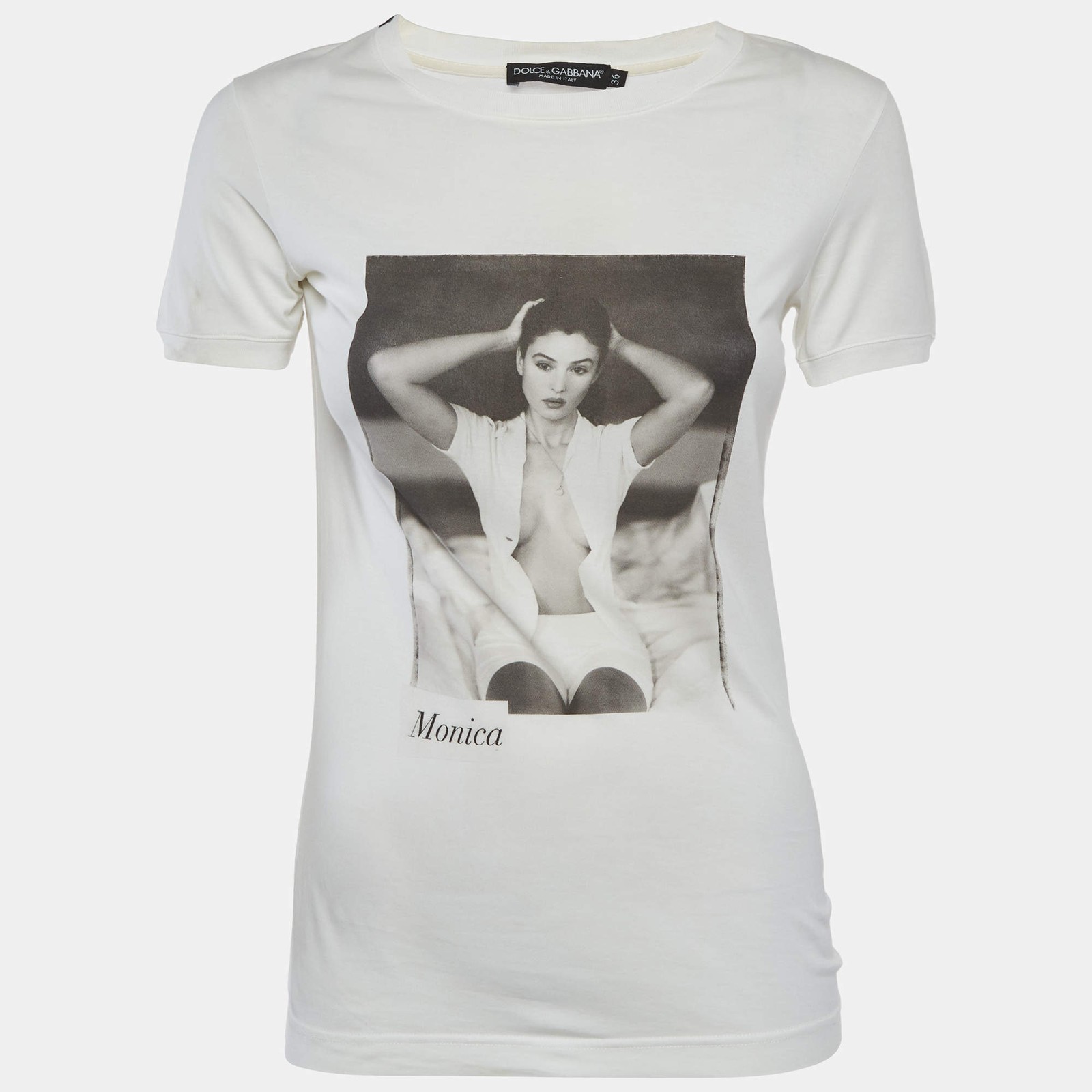Dolce Gabbana White Graphic Print Jersey Crewneck TShirt XS