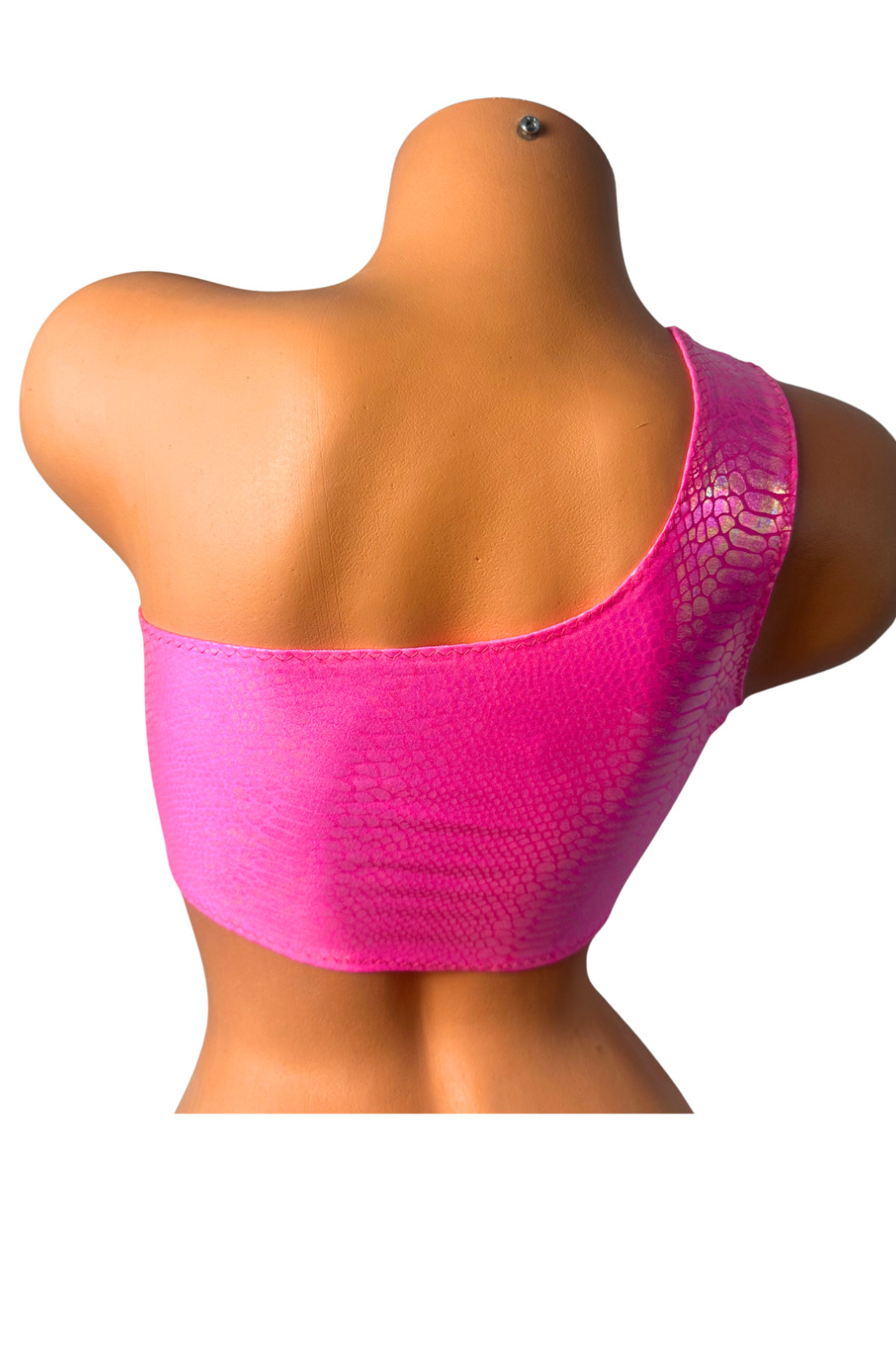 Hot Pink Snakel One Shoulder Halter Top Exotic Clubwear Festival Rave XS-2XL