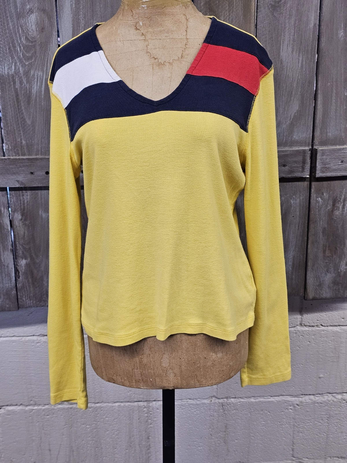 Vintage Tommy Hilfiger Top Womens Extra Large Color Block Big Logo Flag 90s Y2K
