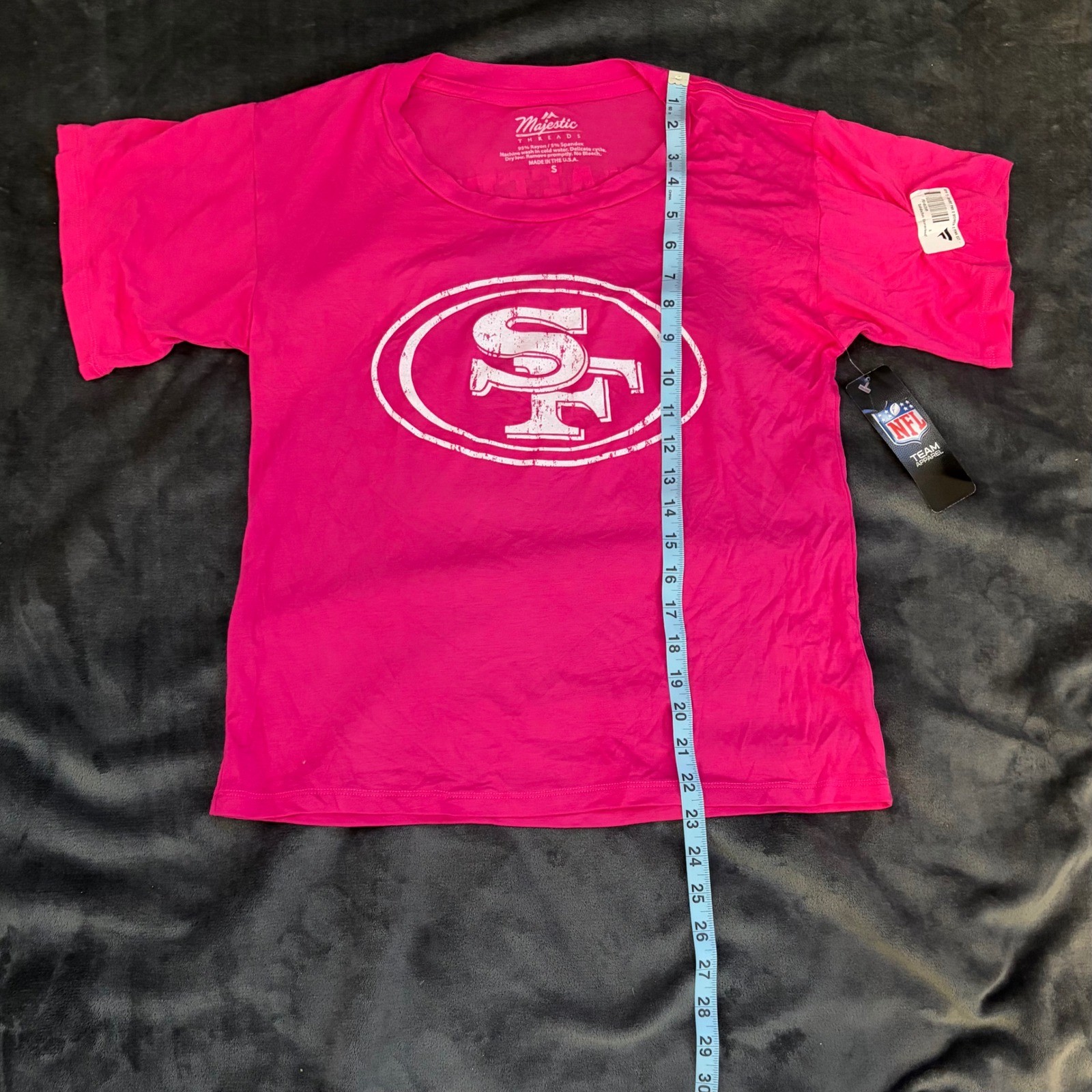 NWT Majestic Threads 49ers Christian McCaffrey Pink T-Shirt Womens S