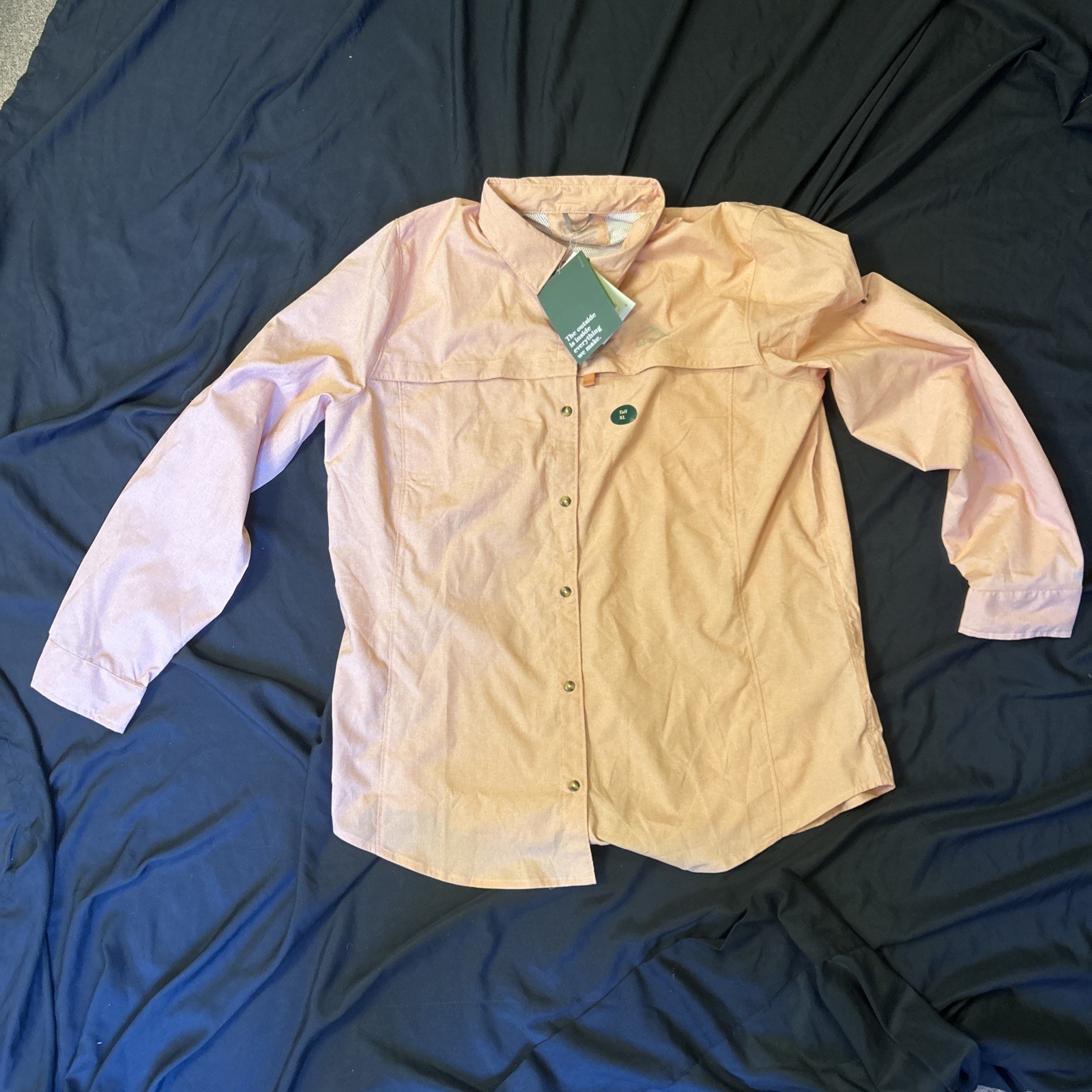 LL Bean Womens XL Tropicwear Shirt Pink Long Sleeves Vented Light
