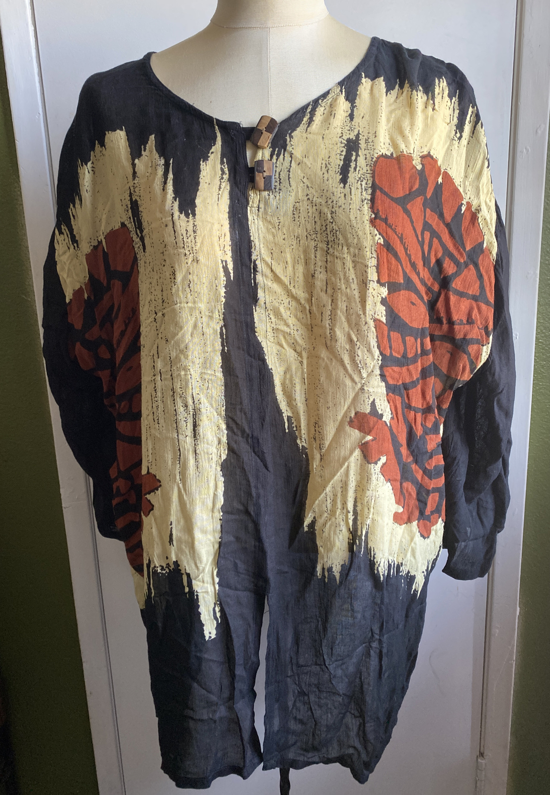 mamta one size tiki rayon souvenier blouse cover up
