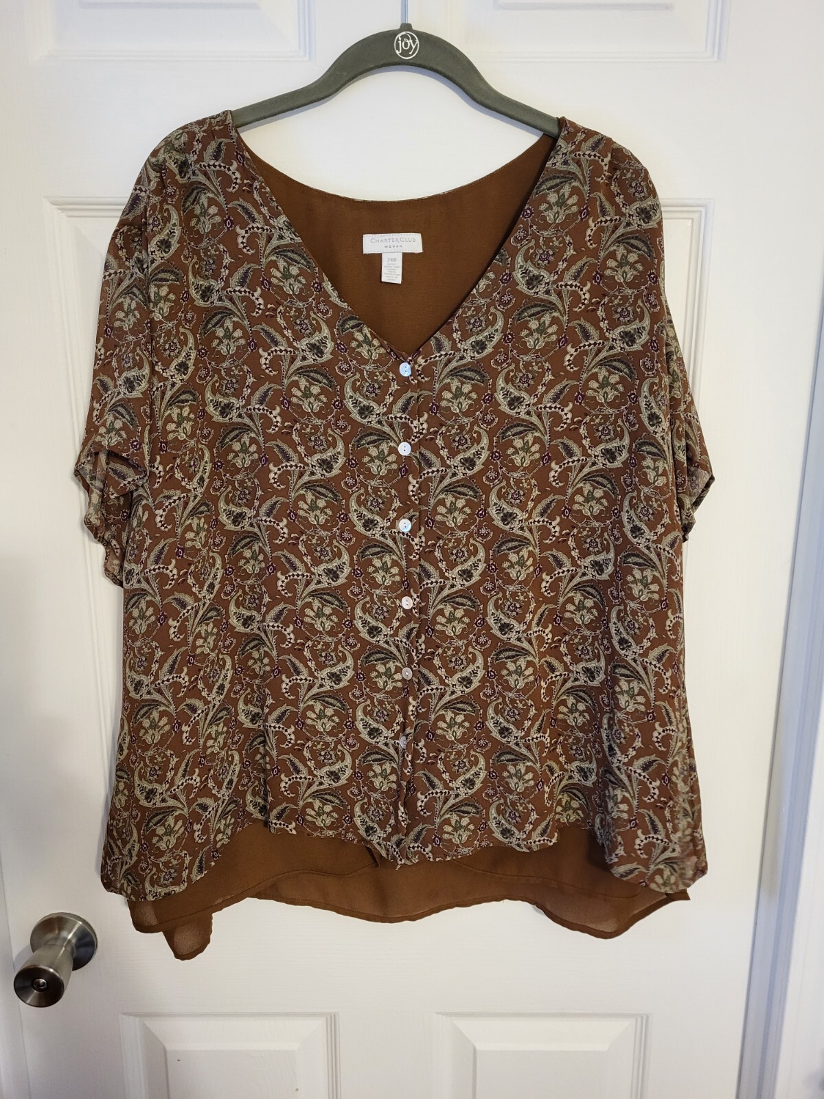 Womens Charter Club Shirt Size 24 Multicolor 2 Layer Shell Is 100% Silk