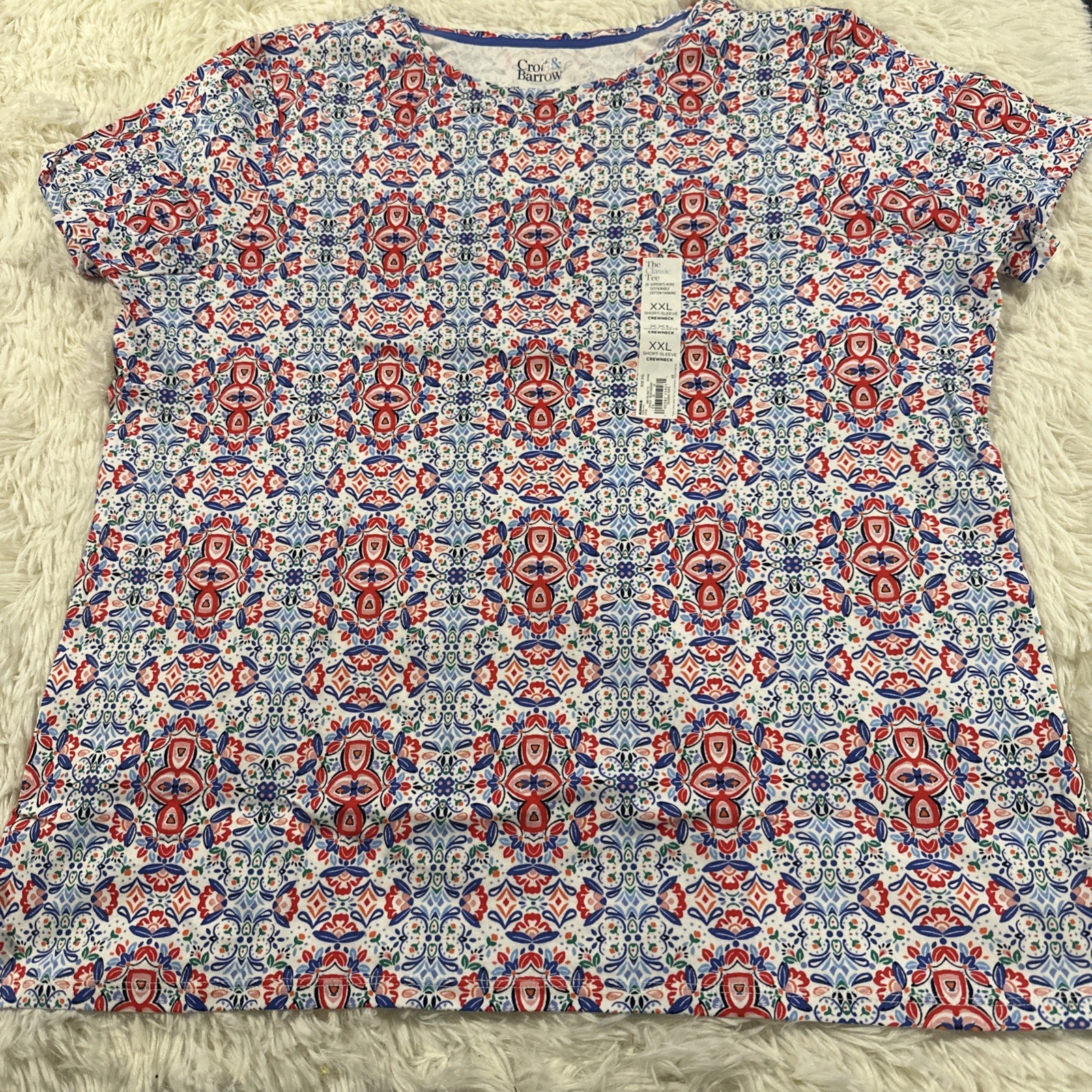 Croft and Barrow XXL womens NWT colorful geo pattern The Classic Tee