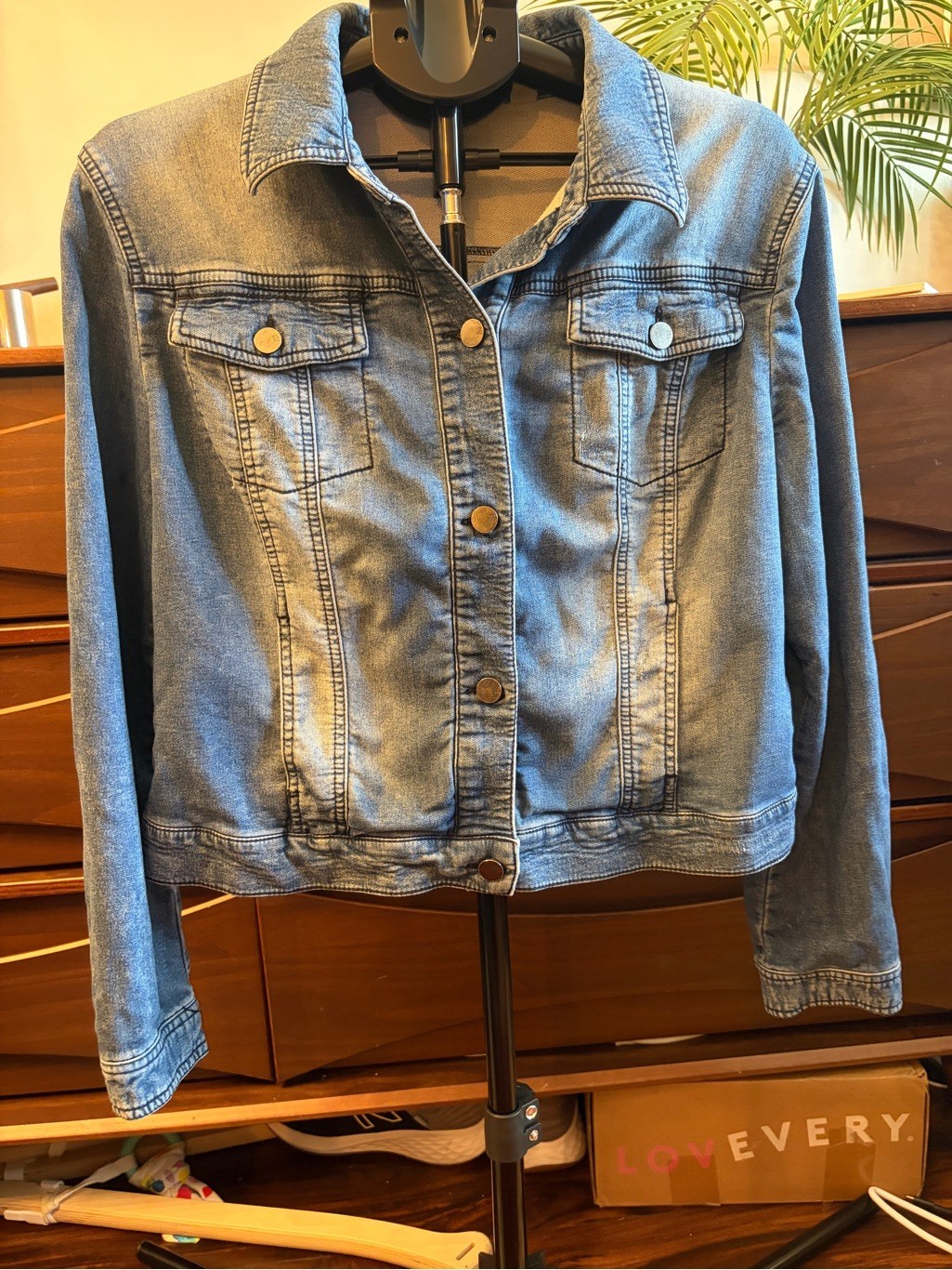 New York & Company Light Blue Denim Jacket L