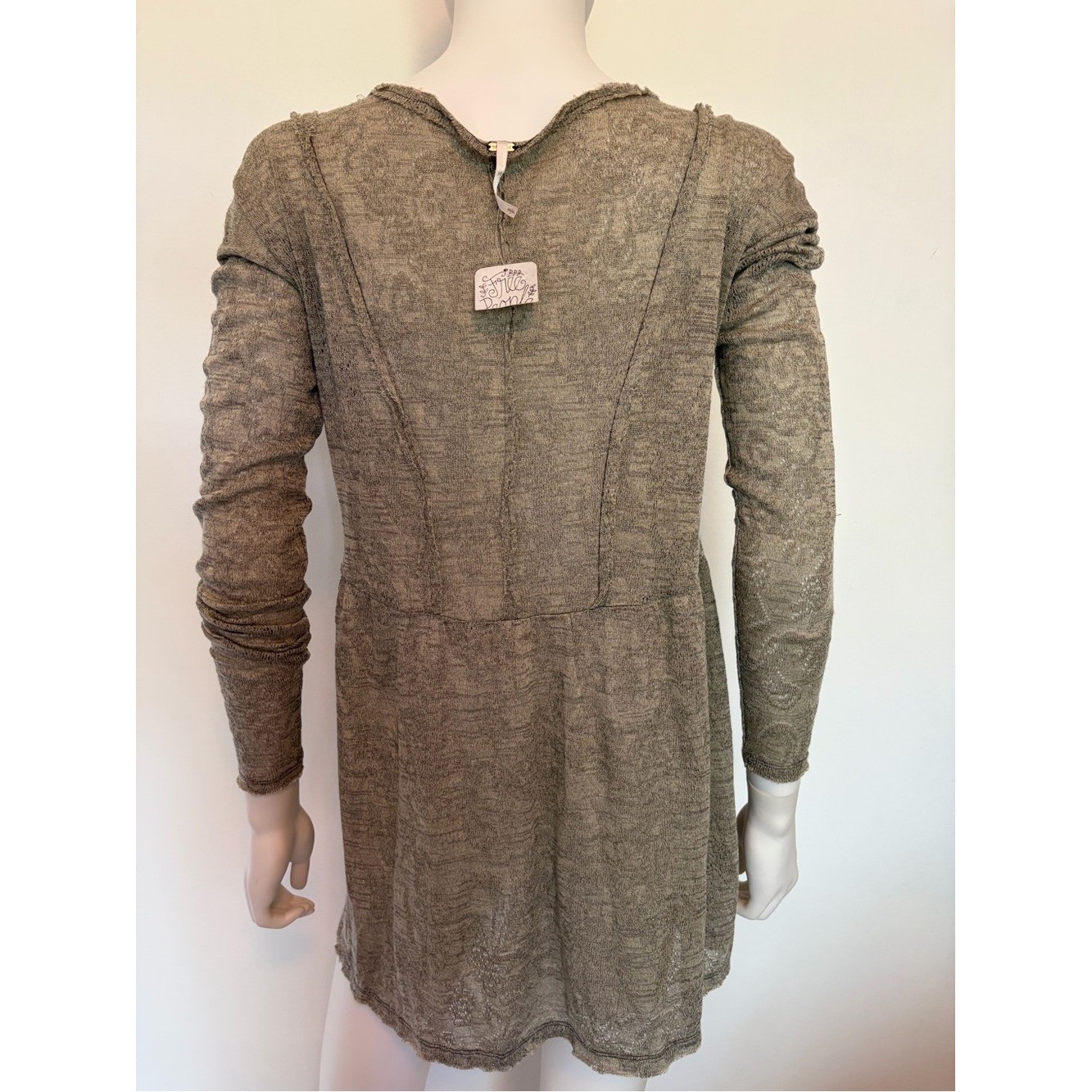 #686 Free People Taupe Crouched Trim Bell Sleeve Tunic.
