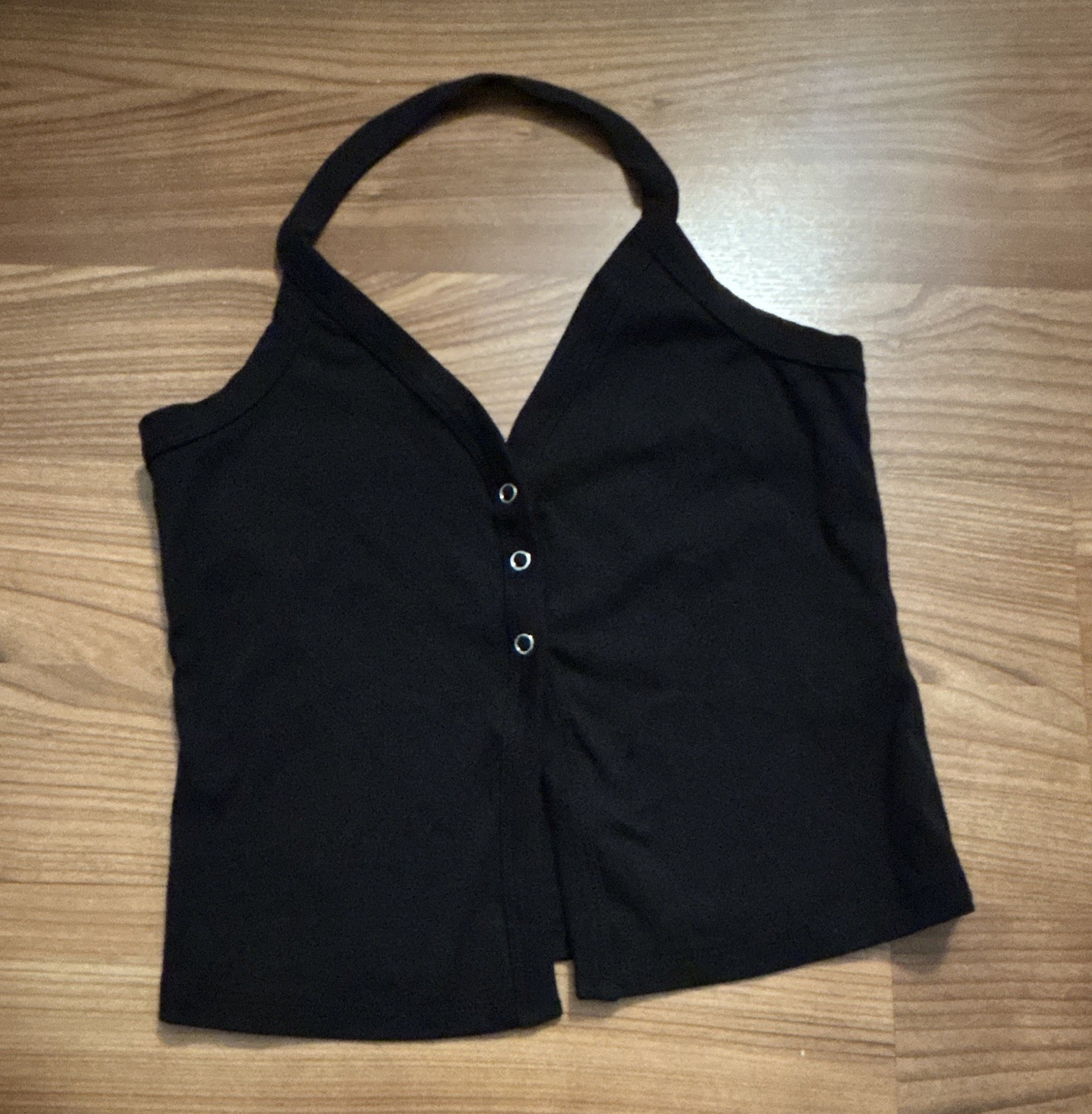 COTTON:ON Black Halter V-Neck Button Front Cropped Tank Top Womens Size M