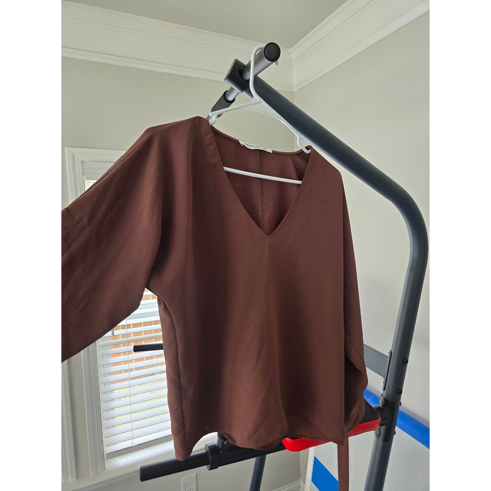 Amanda Uprichard V-Neck Long Sleeve Tunic in Chocolate Brown XS(0-2)