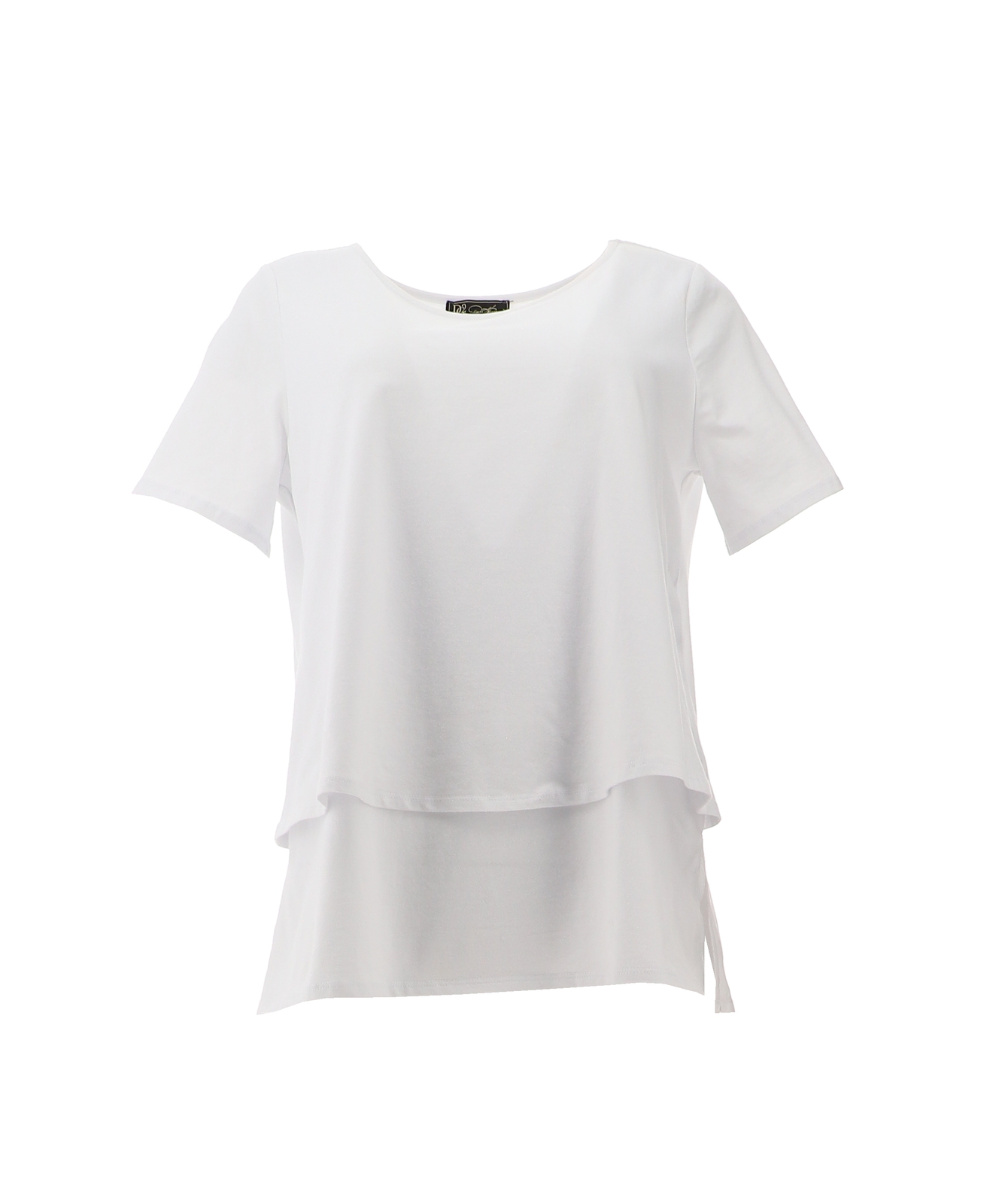 DG2 Diane Gilman Short-Slv Easy Knit Top WHITE M NWOT (923)