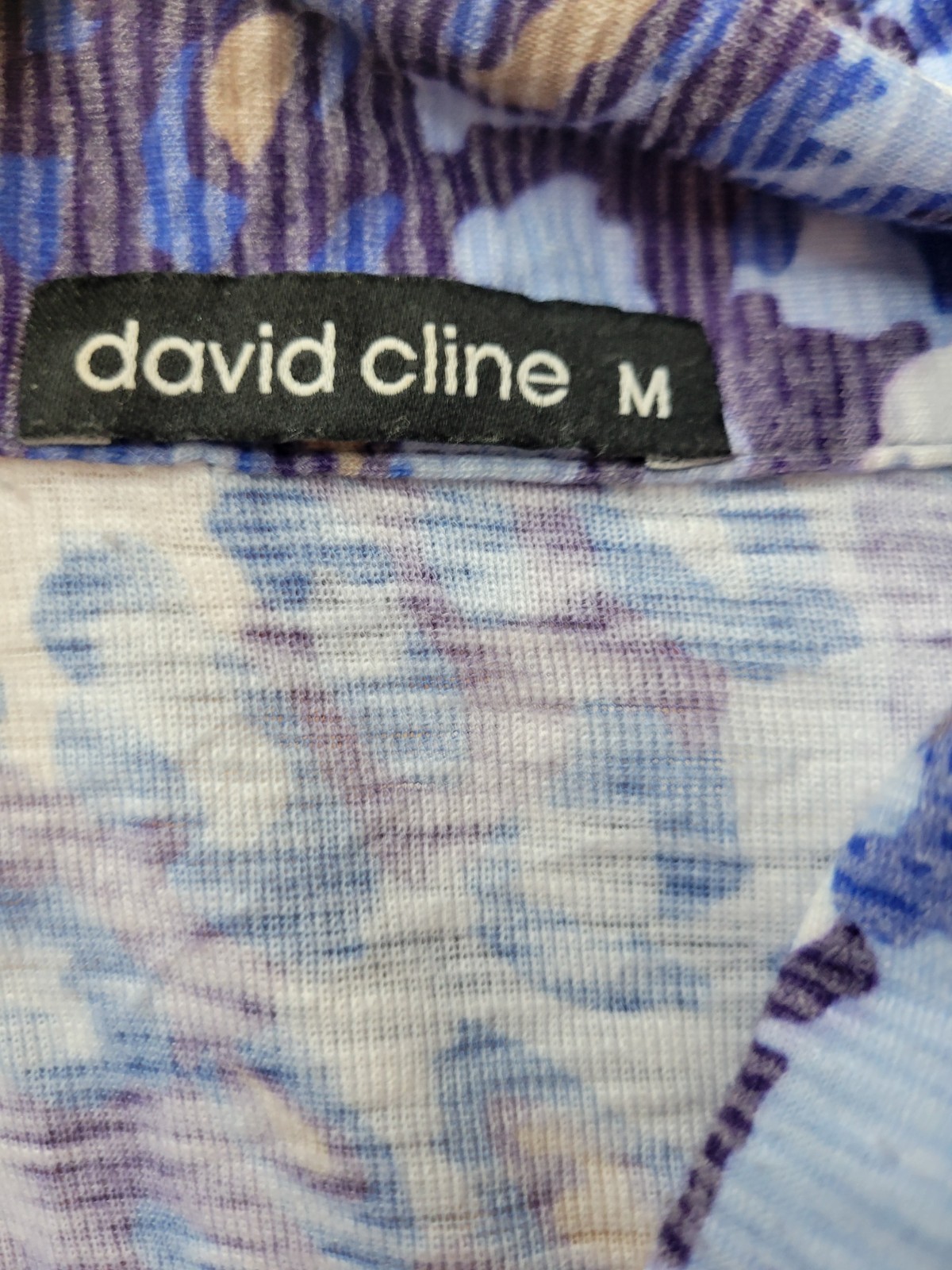 David Cline Blue White Leopard Animal Print Button-Up Collared 3/4 Sleeve M