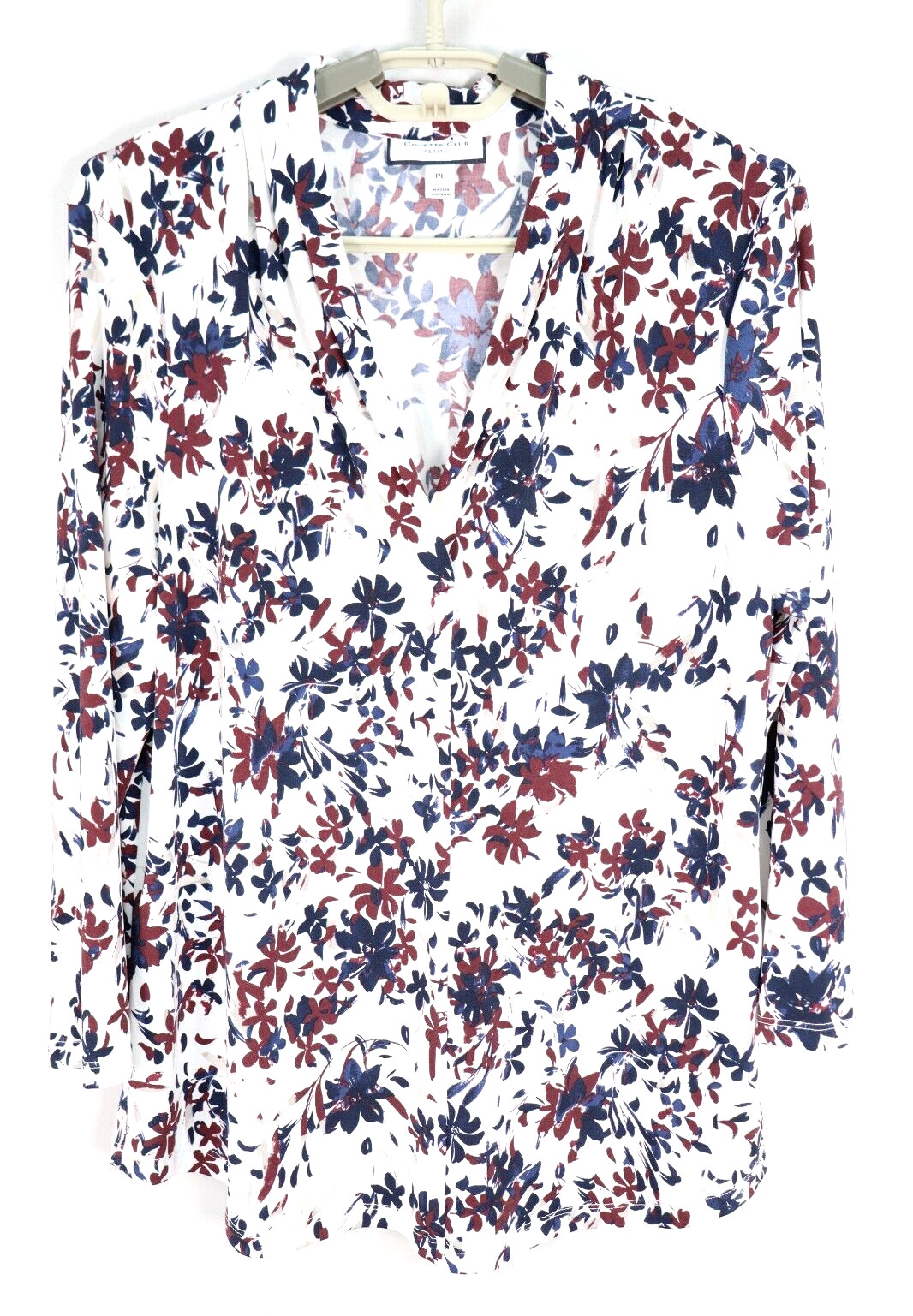 CHARTER CLUB Women Stretch 95% Polyester 3/4 Sleeve Floral Multicolor Size PL