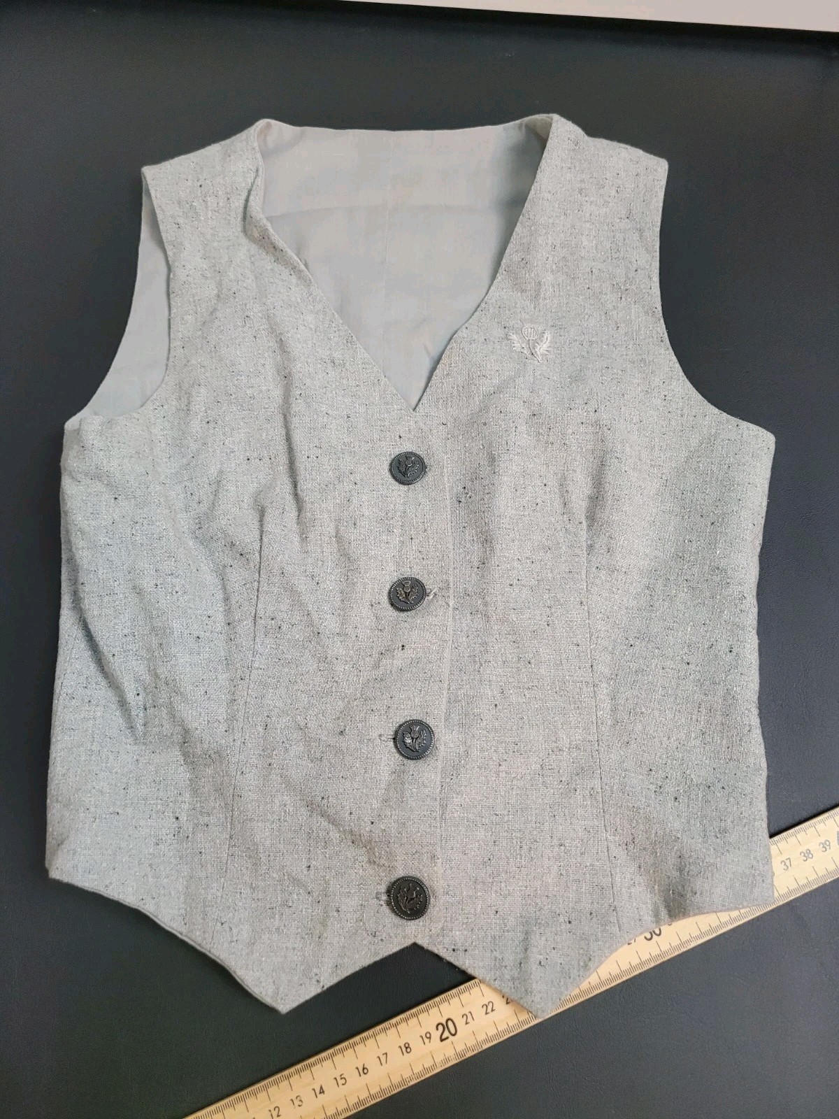 Unbranded Women’s Linen Cotton Best Small Gray Button *see spot*