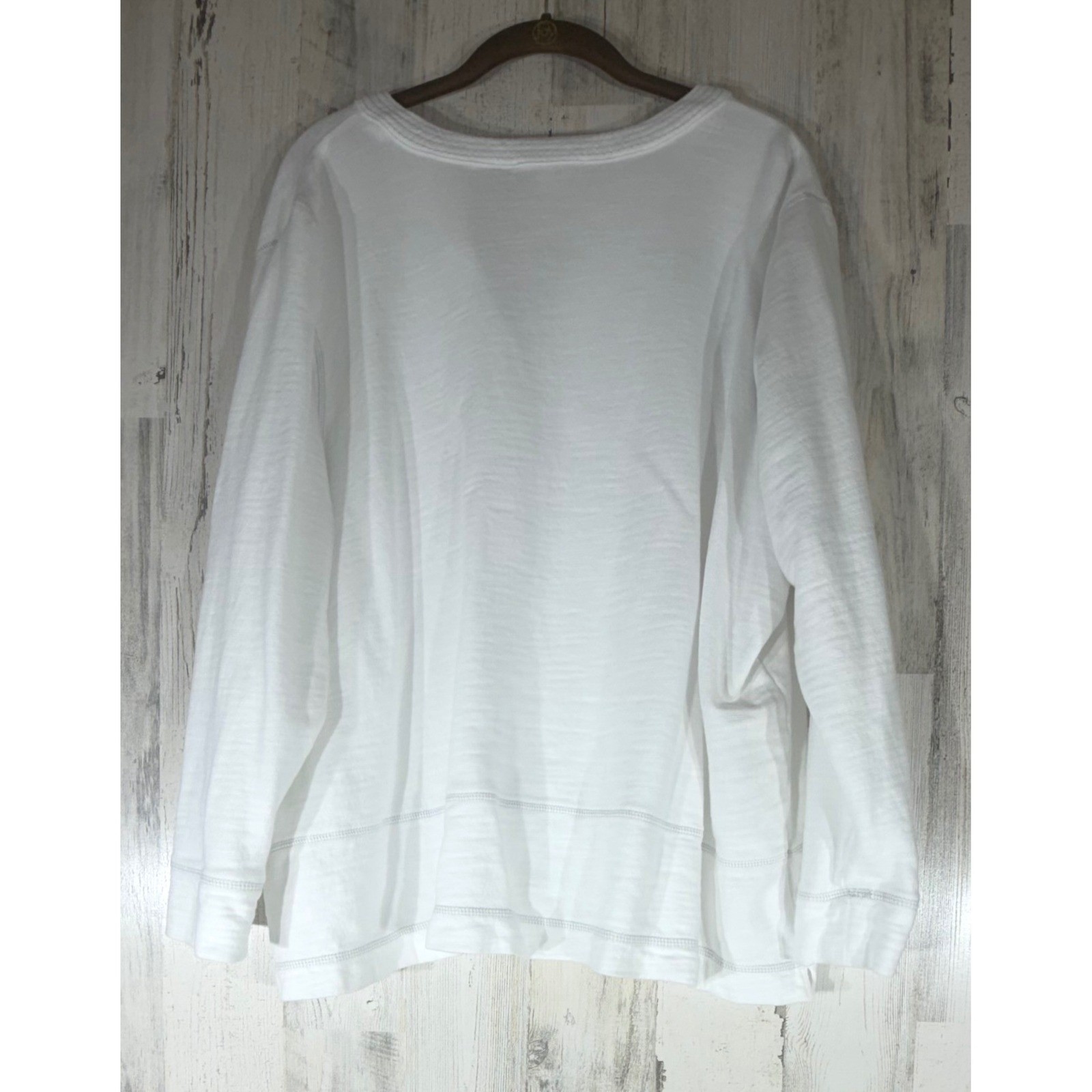 Pure Jill Split Neck Pullover Top 3X White Organic Cotton French Terry READ