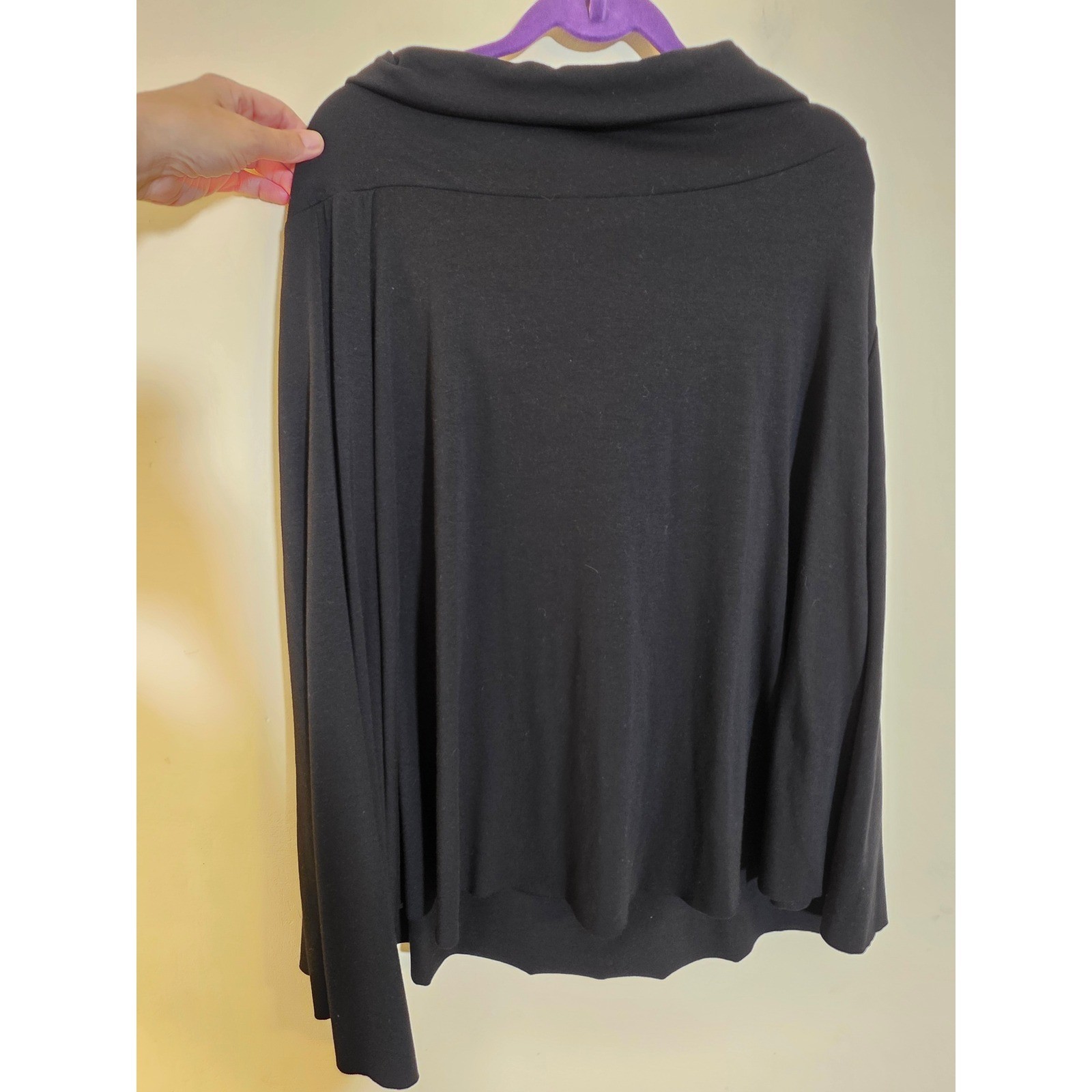 Caslon Black Pima Cotton Modal Cowl Neck Long Sleeve Top XL CN111863MI