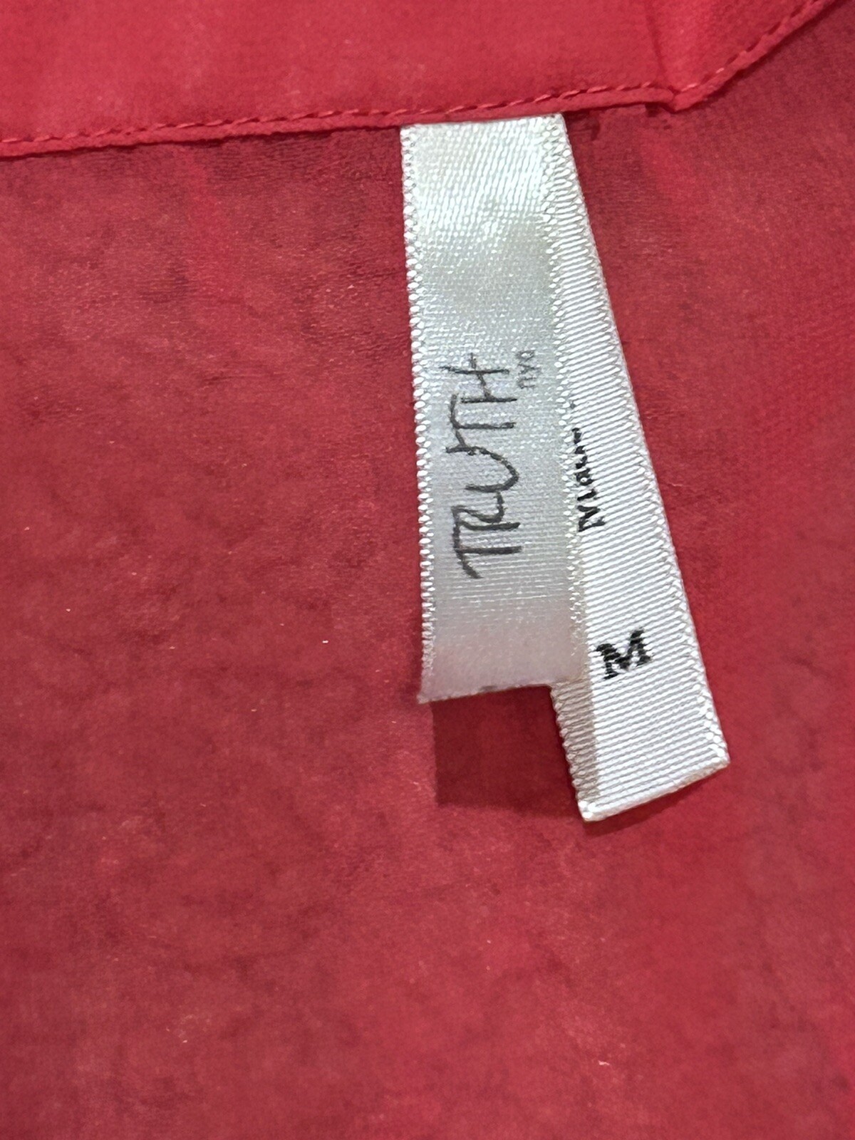 Truth Womens/Juniors Shirt Size Medium Red Embellished Jeweled Flowy High Low