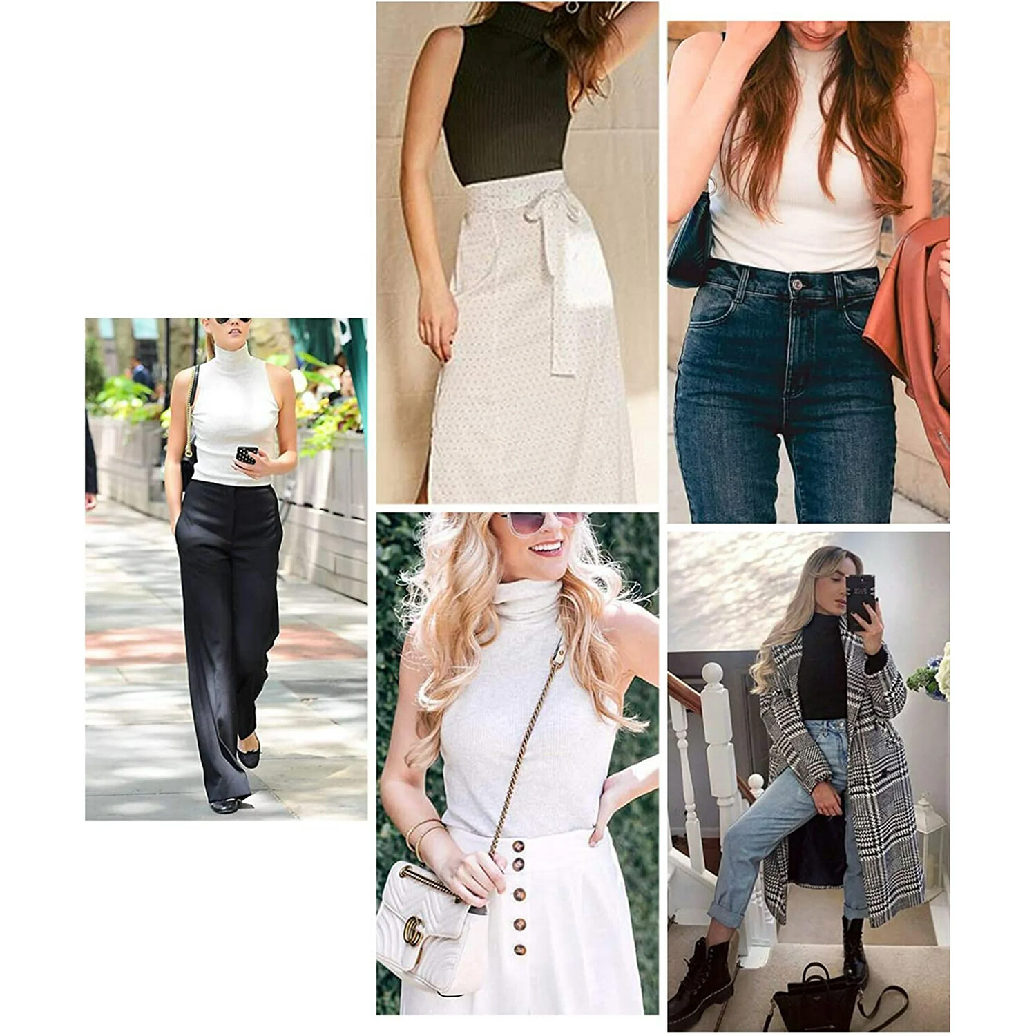 Women’s Mock Neck Turtleneck Sleeveless Tank Top Soft Stretch Knit Basics Solids