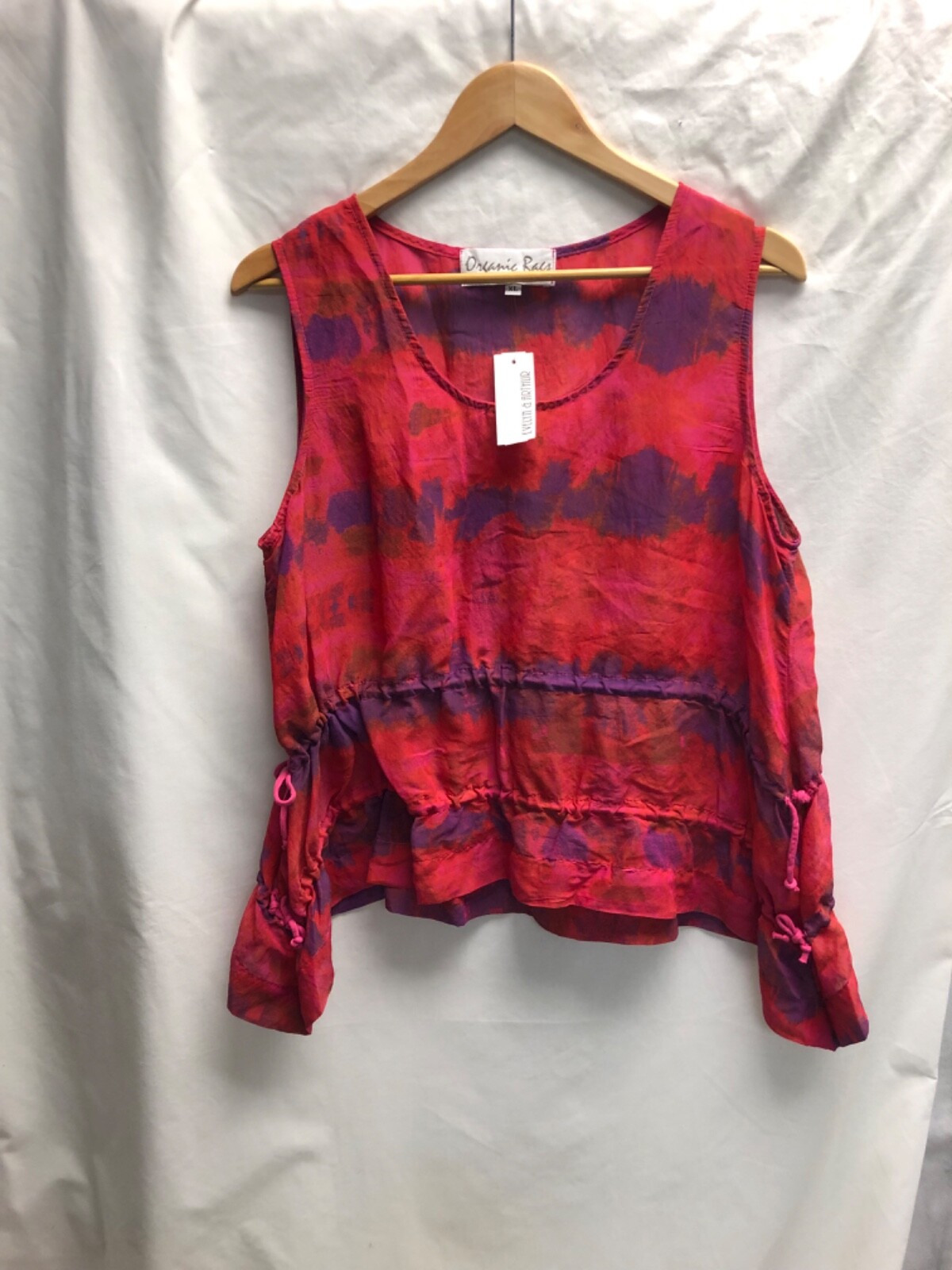 EVELYN And ARTHER organic rag red and purple sleeveless top Womens size xl