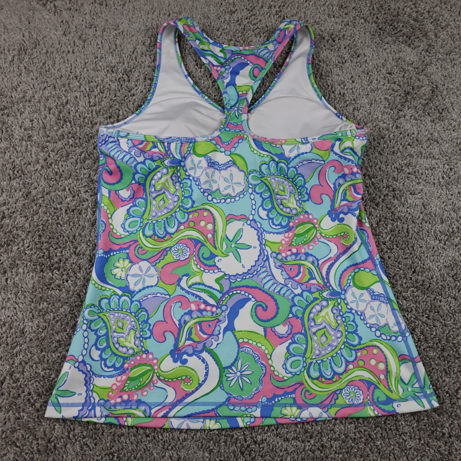 Lilly Pulitzer Luxletic Racerback Weekender Tank Top XL Coastal Paisley Sand Dol