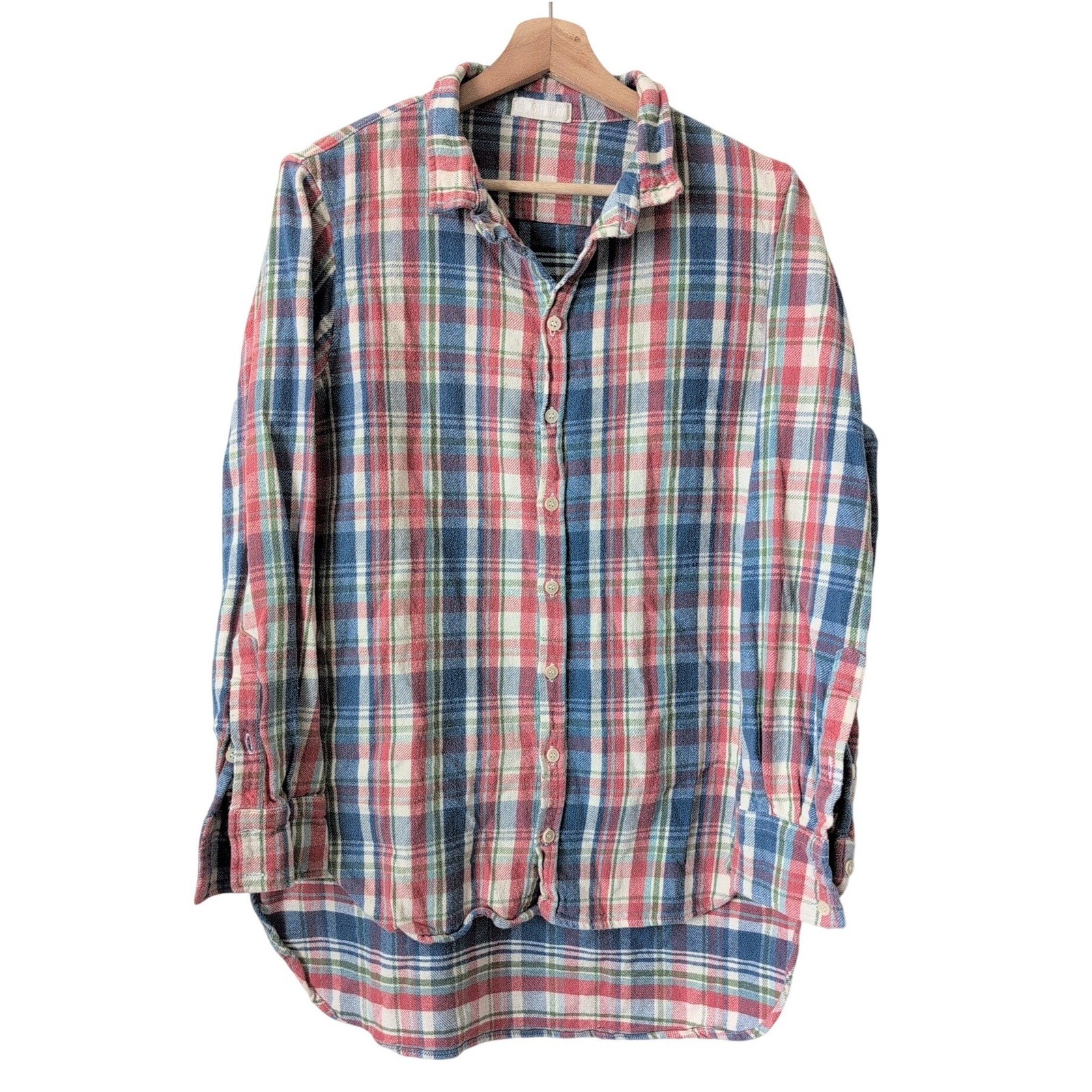 CP Shades Womens Plaid Cotton Flannel Button Down Shirt Red Blue Green Size M