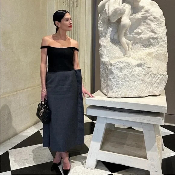 NWT $680 KHAITE Audra Off-the-shoulder Wool-blend Top In Black 12