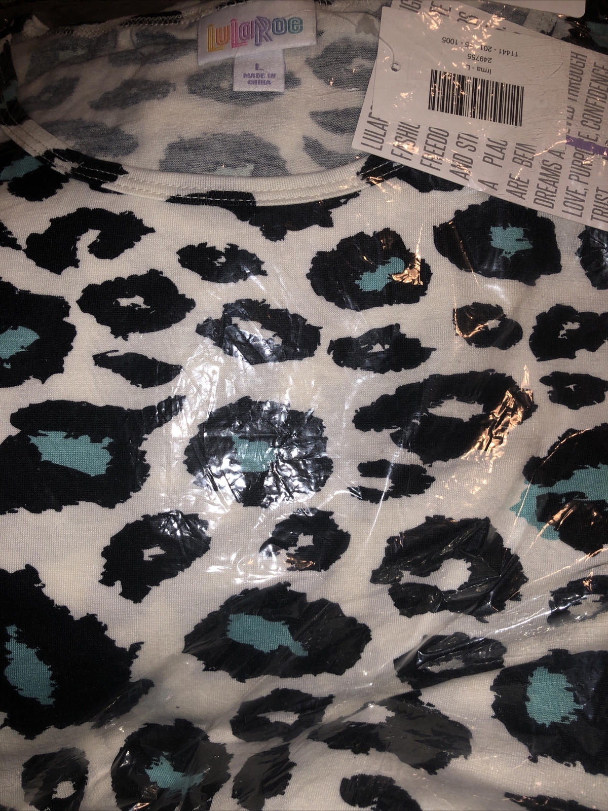 Lularoe Irma Tunic Animal Print Shirt 16/18 Cheetah White/Blue Unicorn Large 🦄