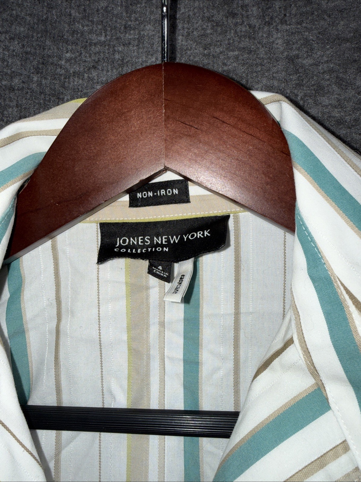 Jones New York Women’s Non-iron Easy Care Plaid Cotton Shirt Sz 4 Polyester