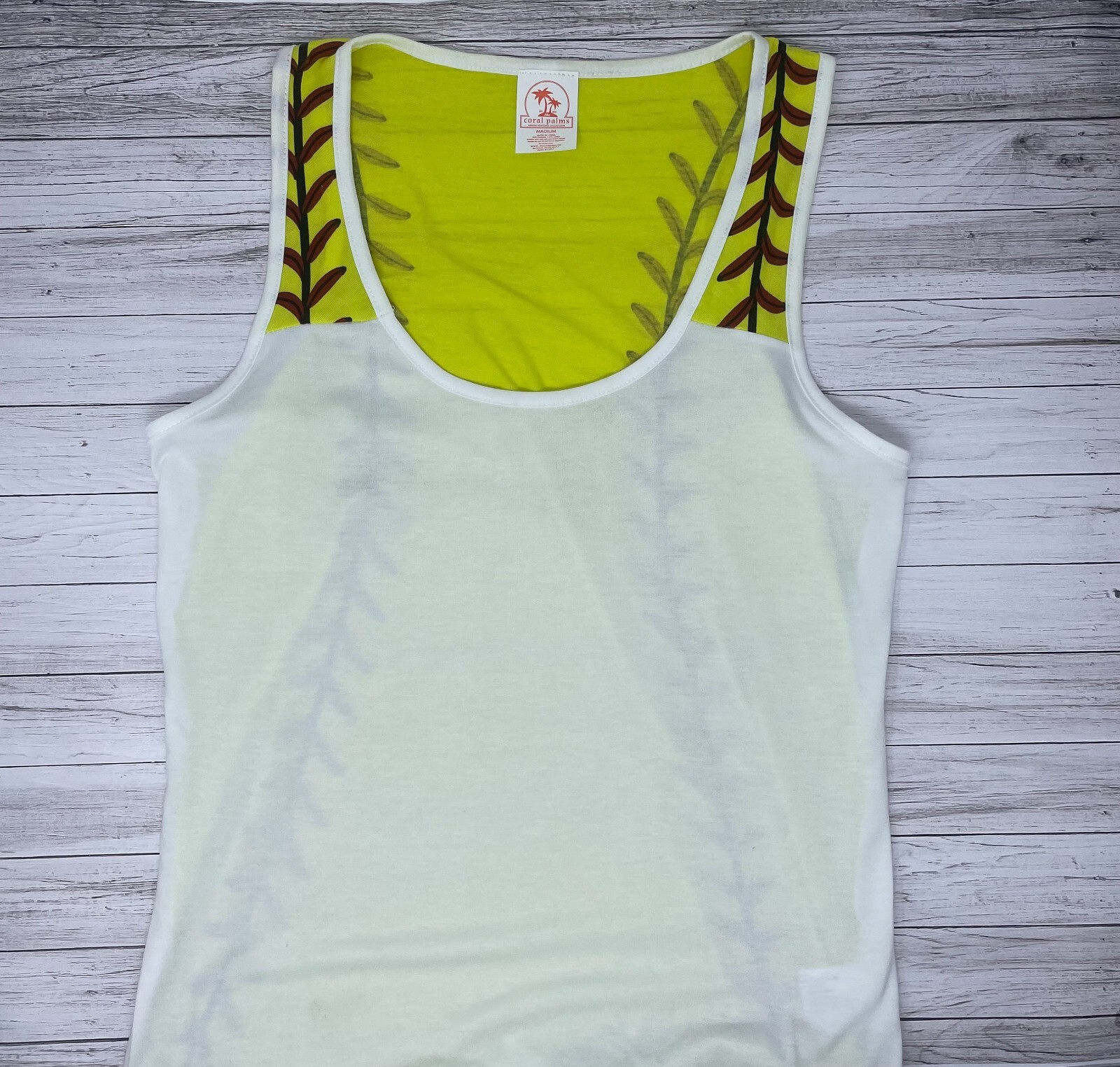 Coral Palms Softball Ladies Tank Top, Softball Back And White Front Tank Top, XL