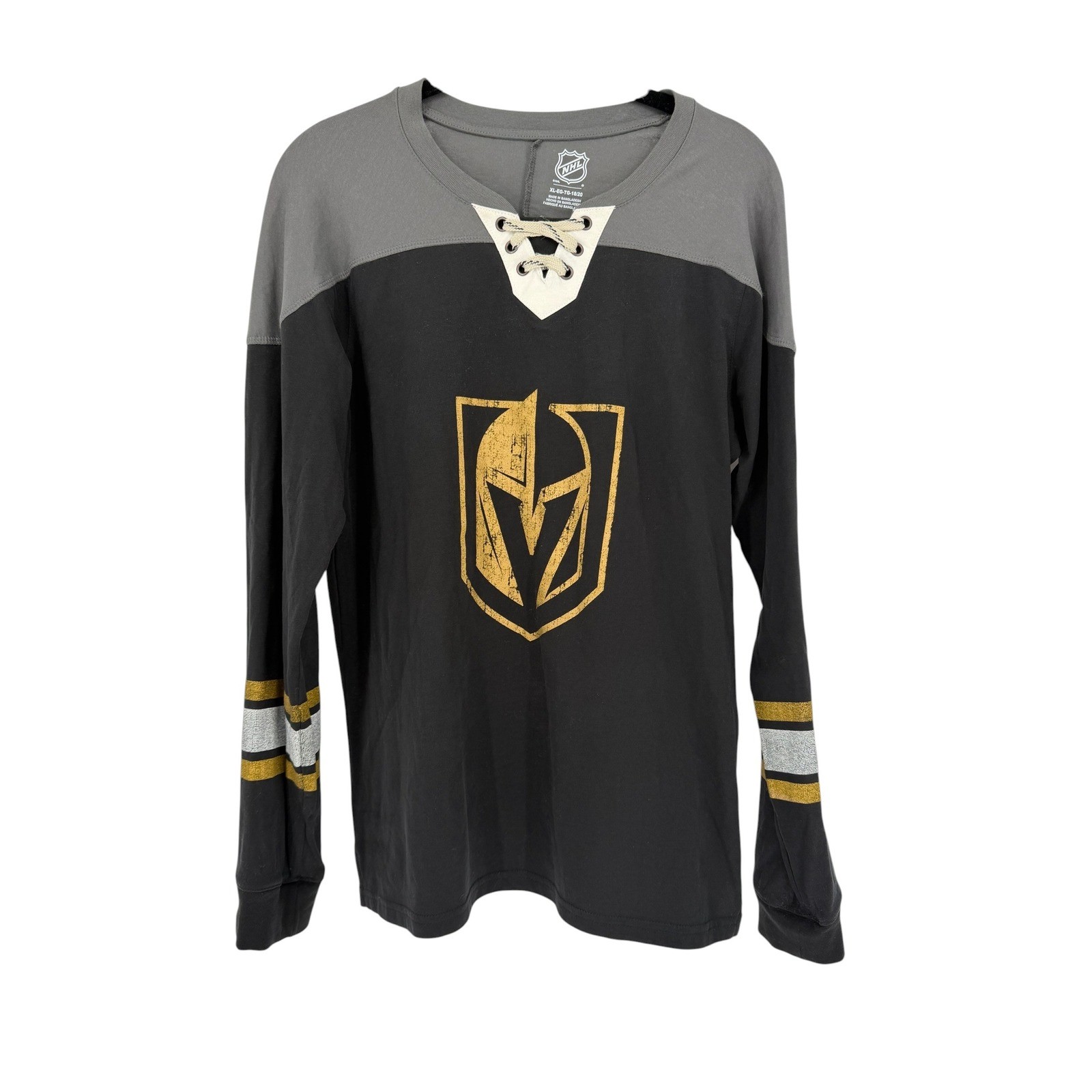 NHL Vegas Golden Knights Lace Up Long Sleeve Shirt Womens XL Black Grey Gold