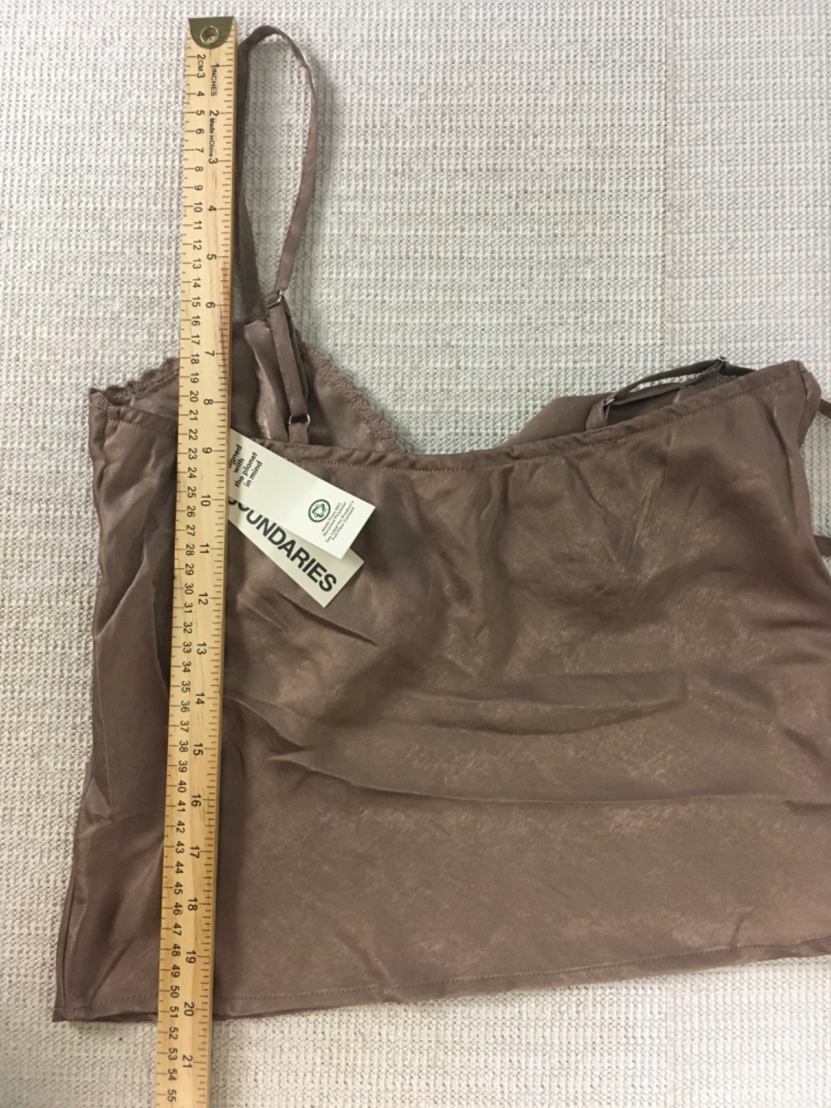 No Boundaries Camisole Top Women Size XS 0 to 2 Light Brown V neck Bow Adj Strap