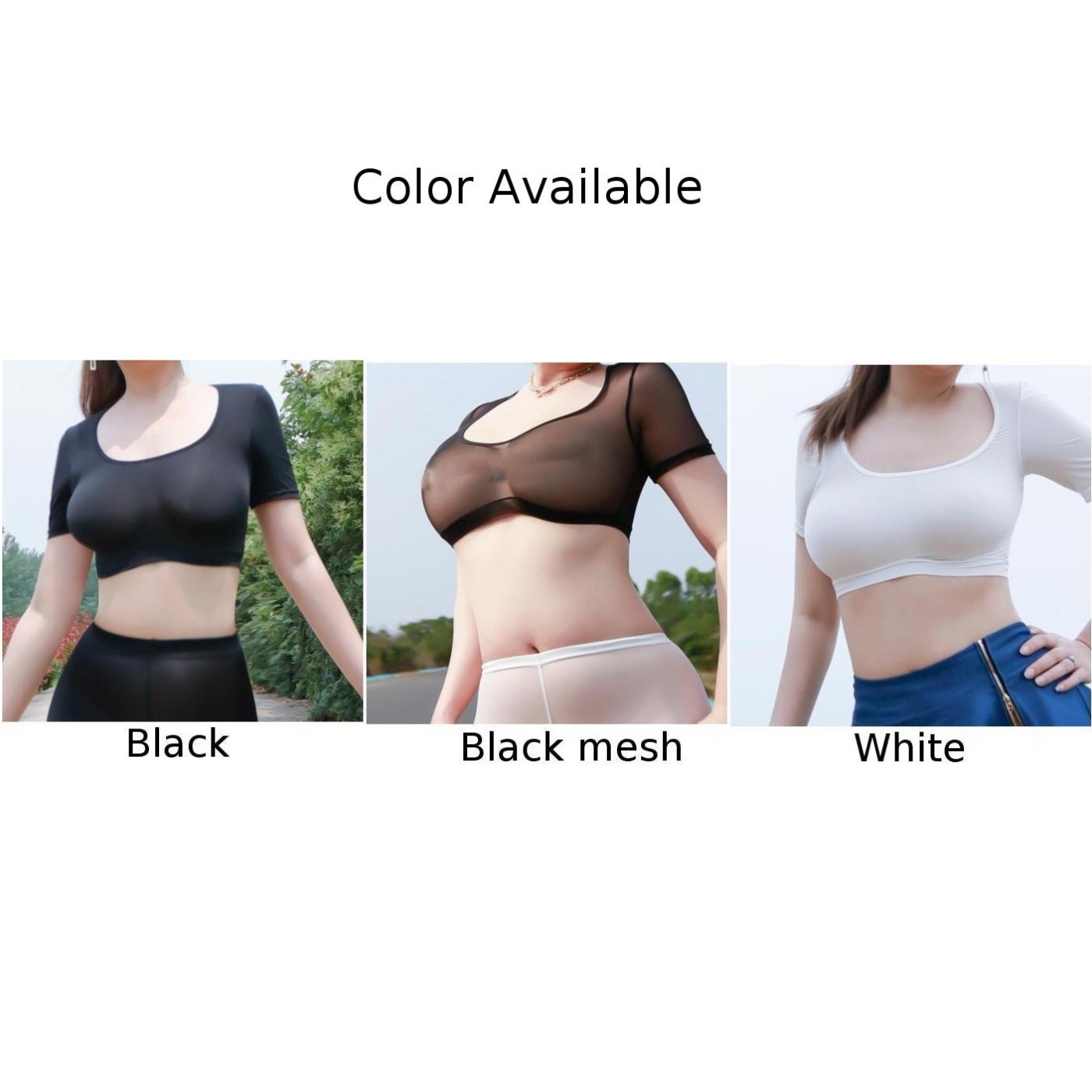 Women See Through Mesh Sheer Crop Top T-Shirt Blouse Tee Sexy for lingerie