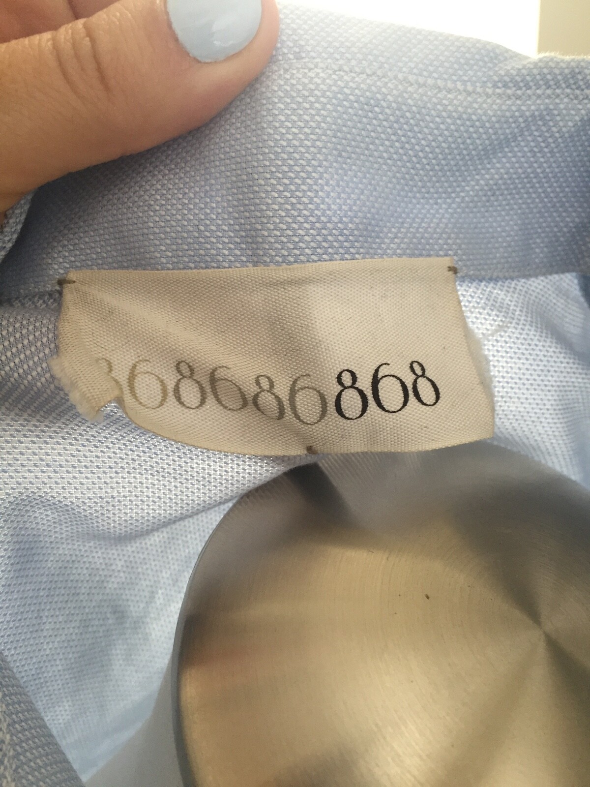 368686868 Sky Blue 100% Cotton Button Up Collar Shirt Blouse Retail $250