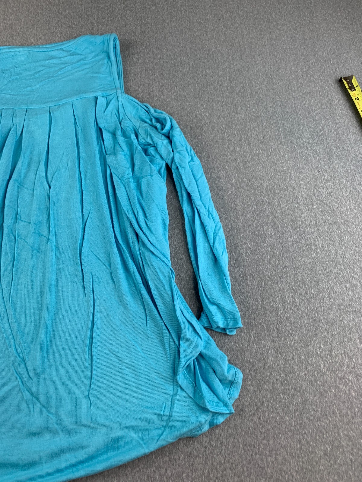 Kaari Blue Curvey Cold Shoulder Swing Tunic Shirt Womens 1X Teal Blue Stretch