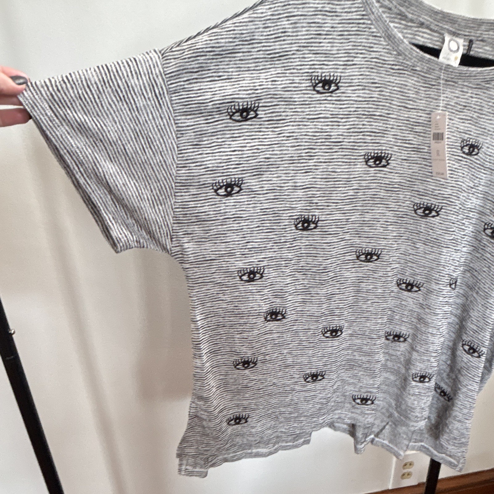 Anthropologie Akemi + Kin Women’s XL Gray Striped Knit Dolman Tee Eye NWT