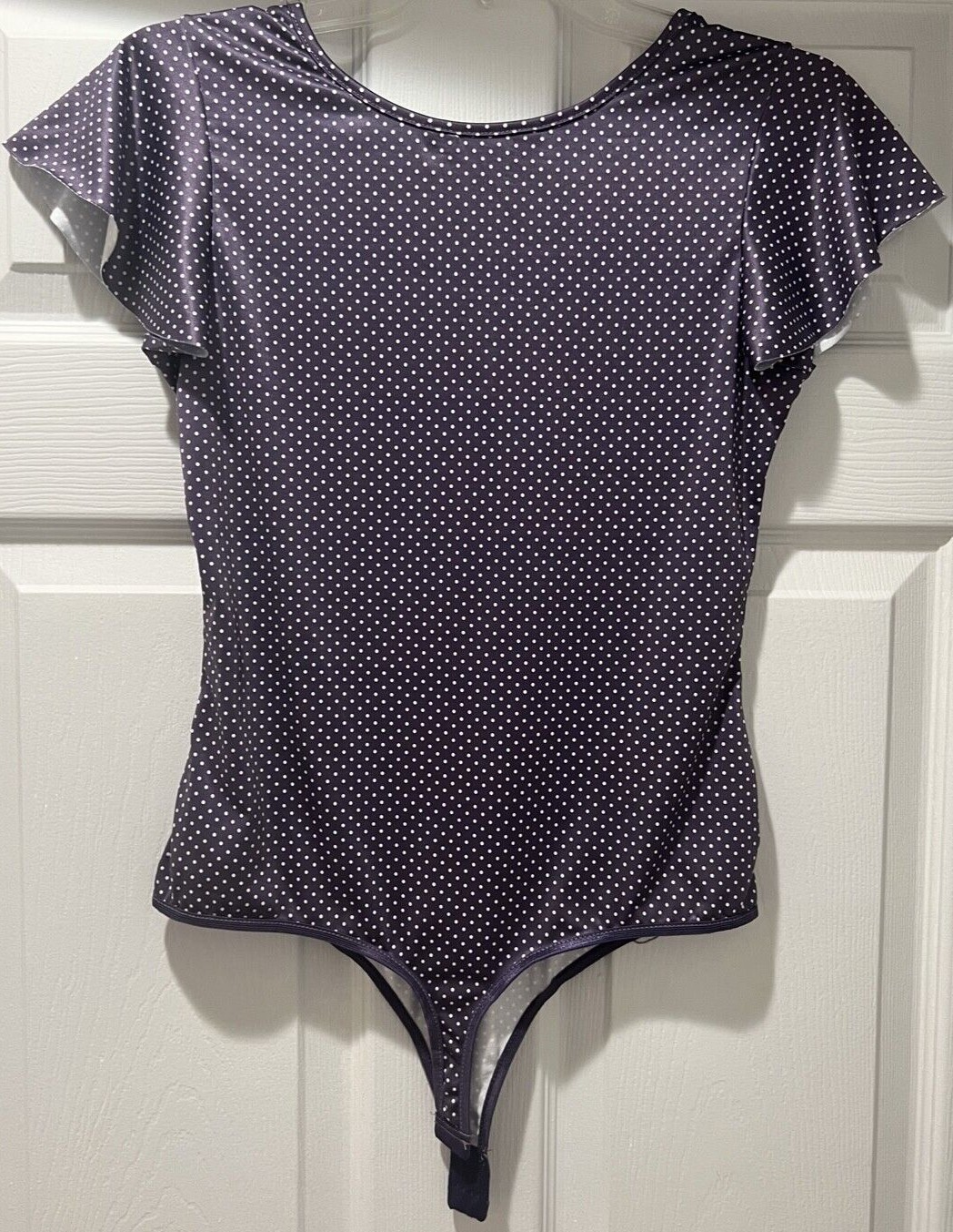 Ragged Womens Bodysuit Size Medium Stretch Colombian Brand Purple Grey Polka-Dot