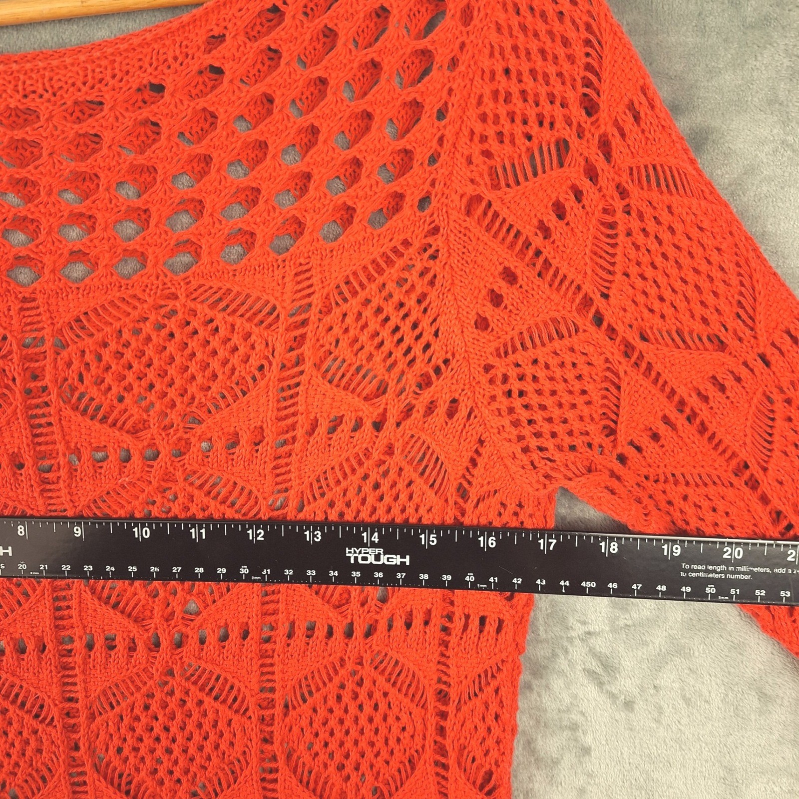 Womens Top Small Red Crochet Open Knit Boho Festival Floral Cottagecore Hippie