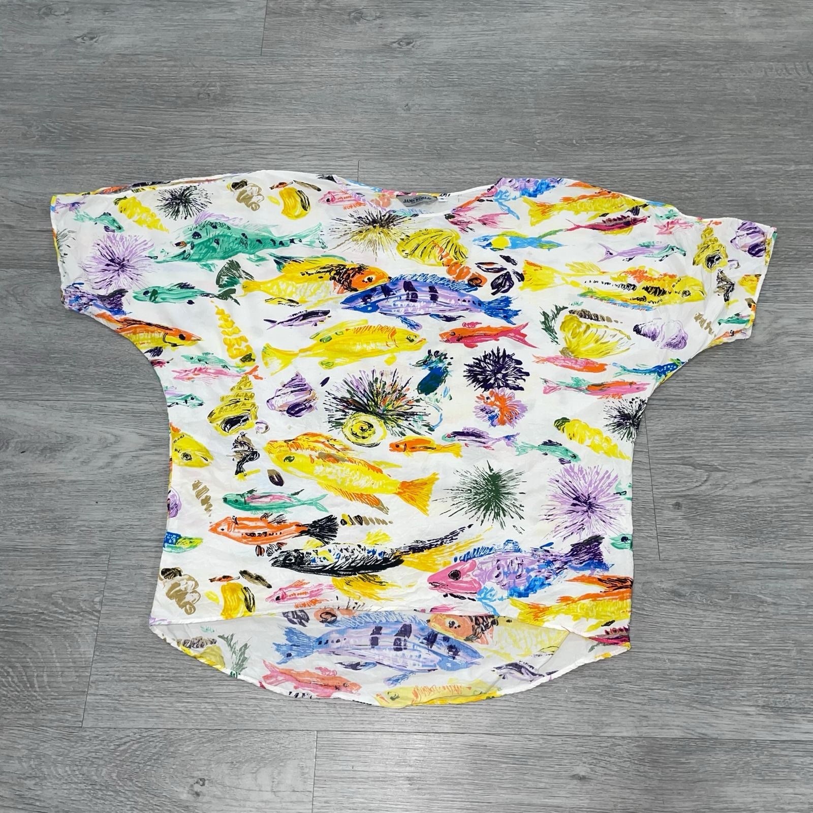 Jams World Blouse Womens Small Tunic Multicolor Beach Art To Wear Hawaiian Aloha