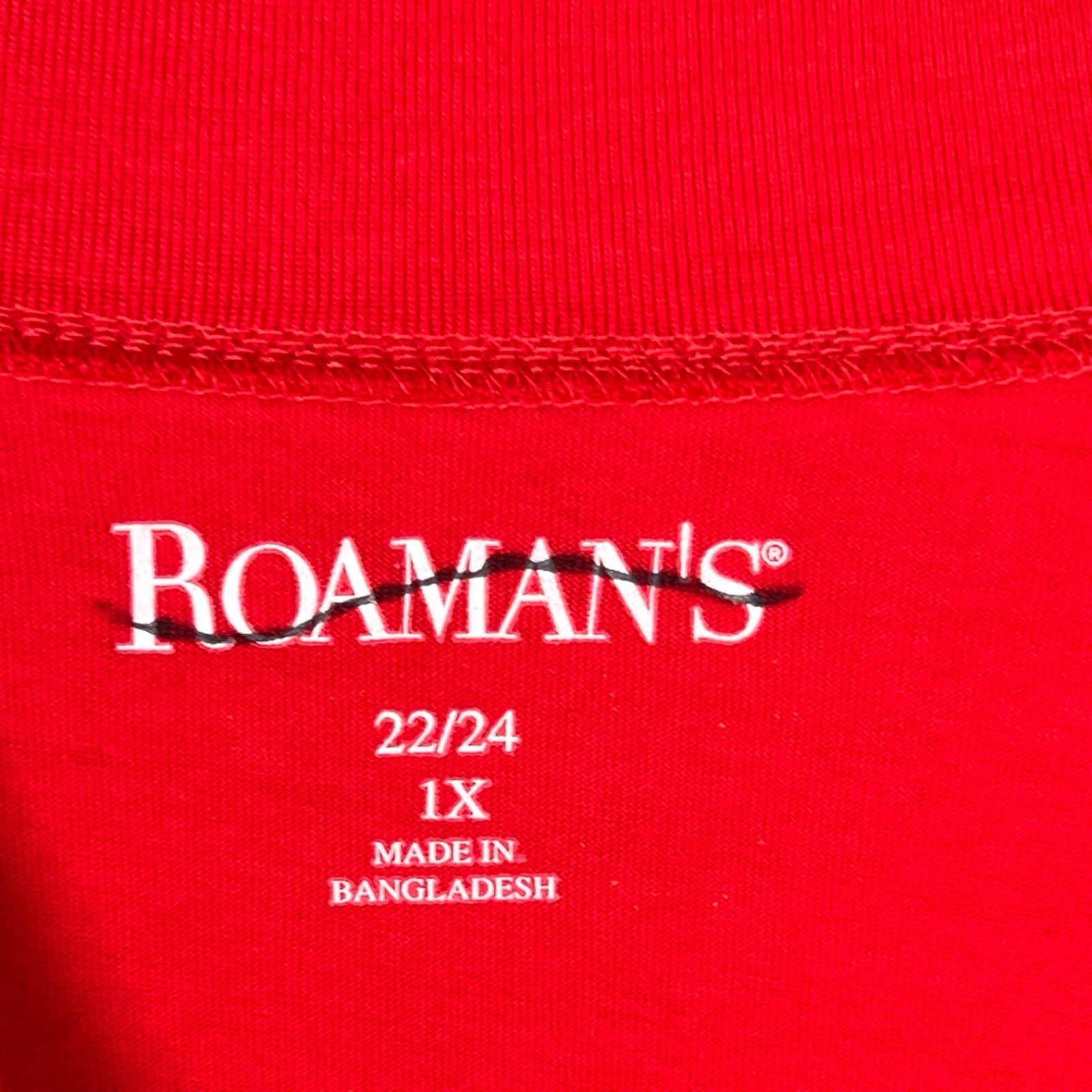Roamans Top Womens 1X Red Shawl Collar T-Shirt Long Sleeve Tunic Cotton Solid
