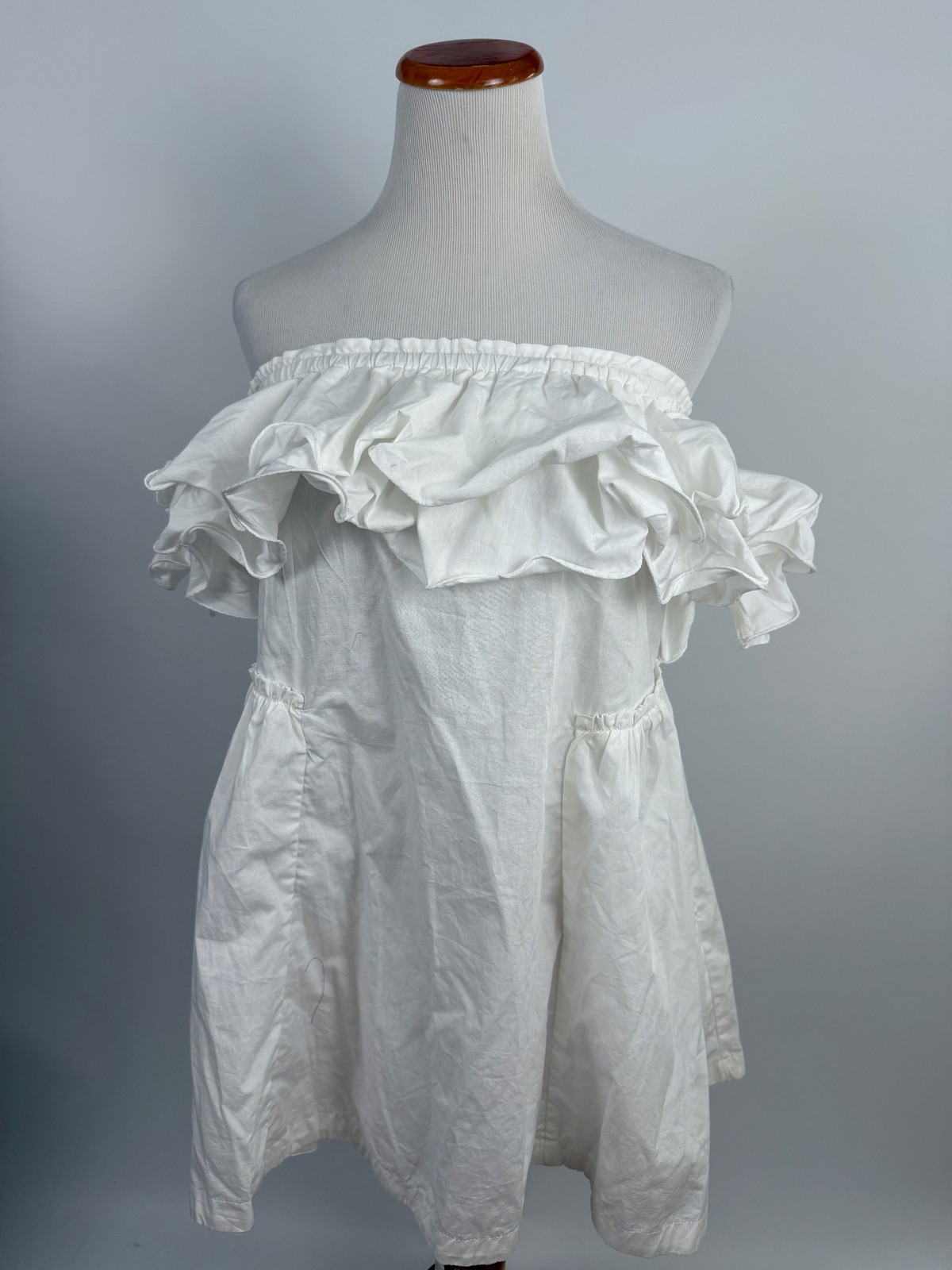 FREE PEOPLE white ruffle top sleevless top or Mini Dress Women’s XS