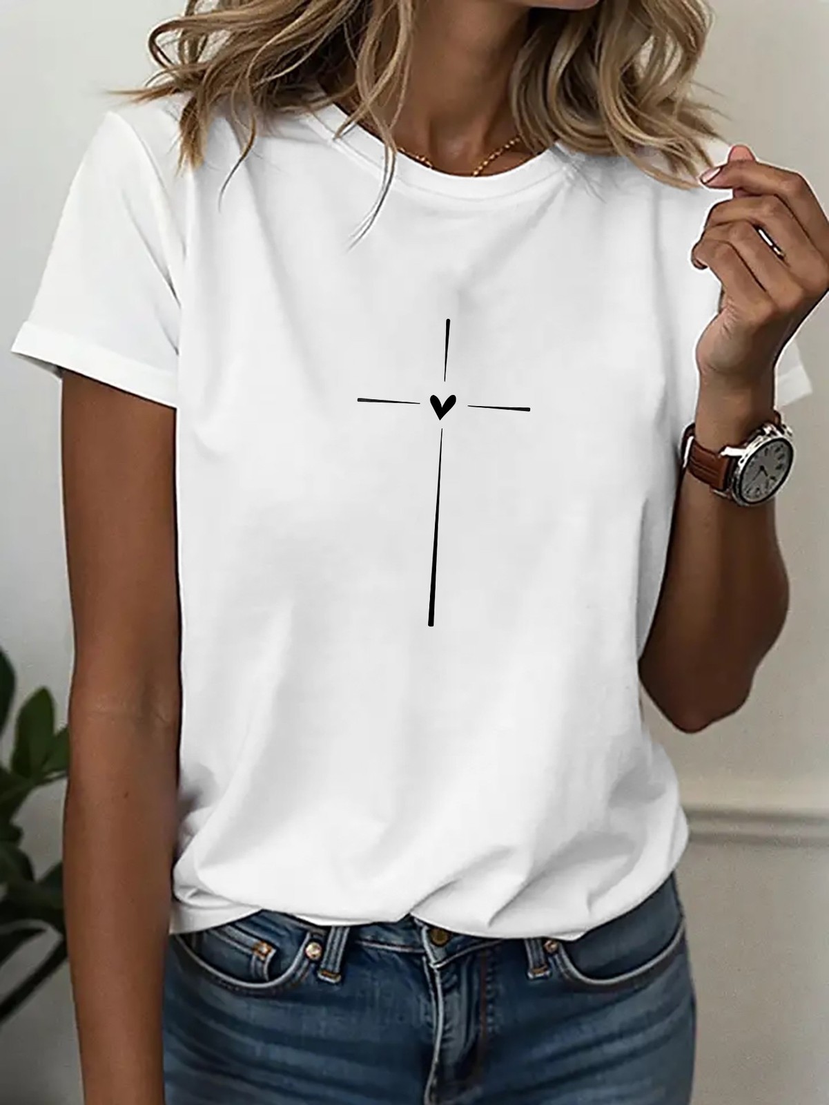 Casual Women Cotton Floral T-Shirt Short Sleeve Top Summer Flower Boho Fashion♮